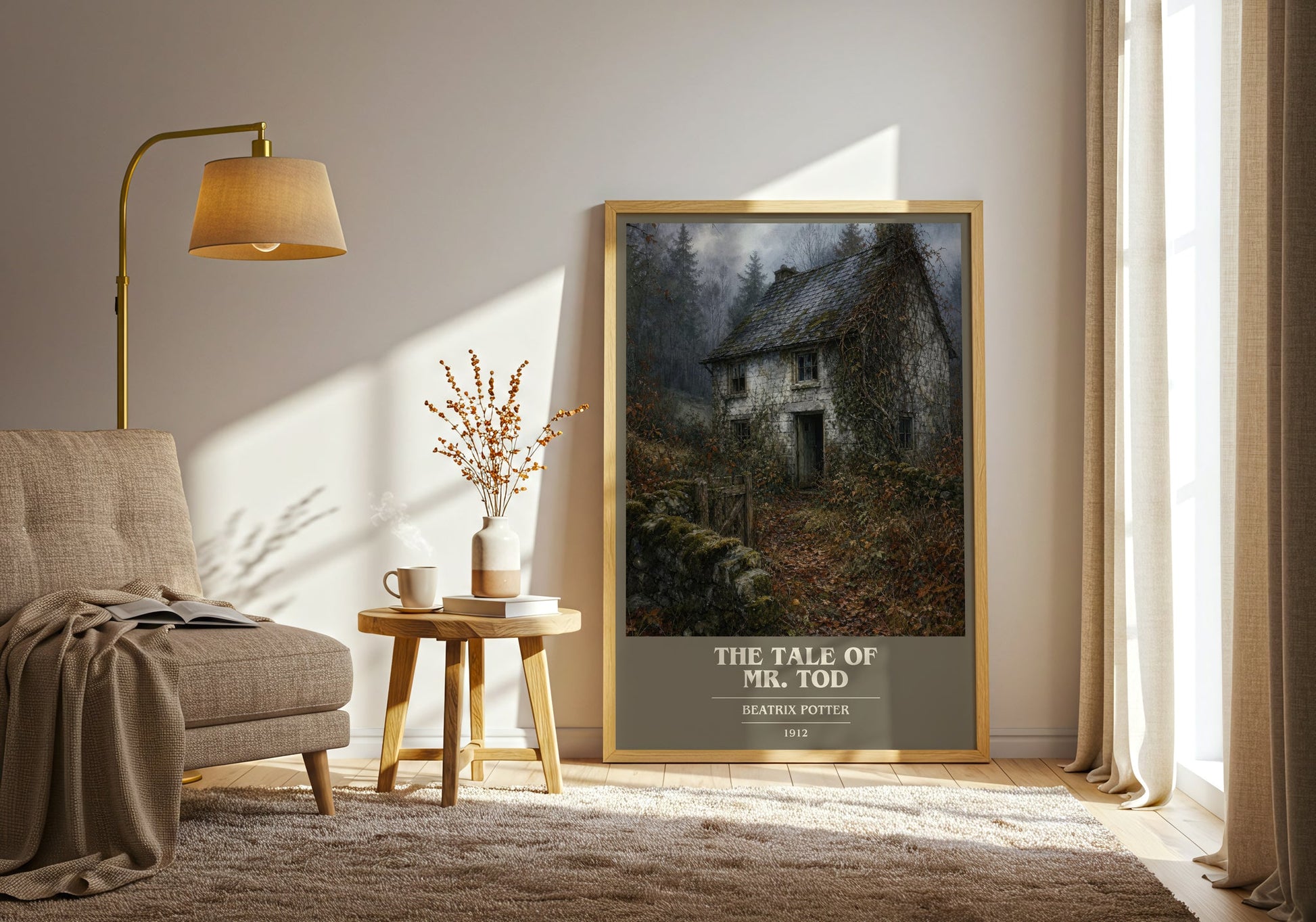 The Tale Of Mr. Tod book cover print on bookshelf – Beatrix Potter fan gift
