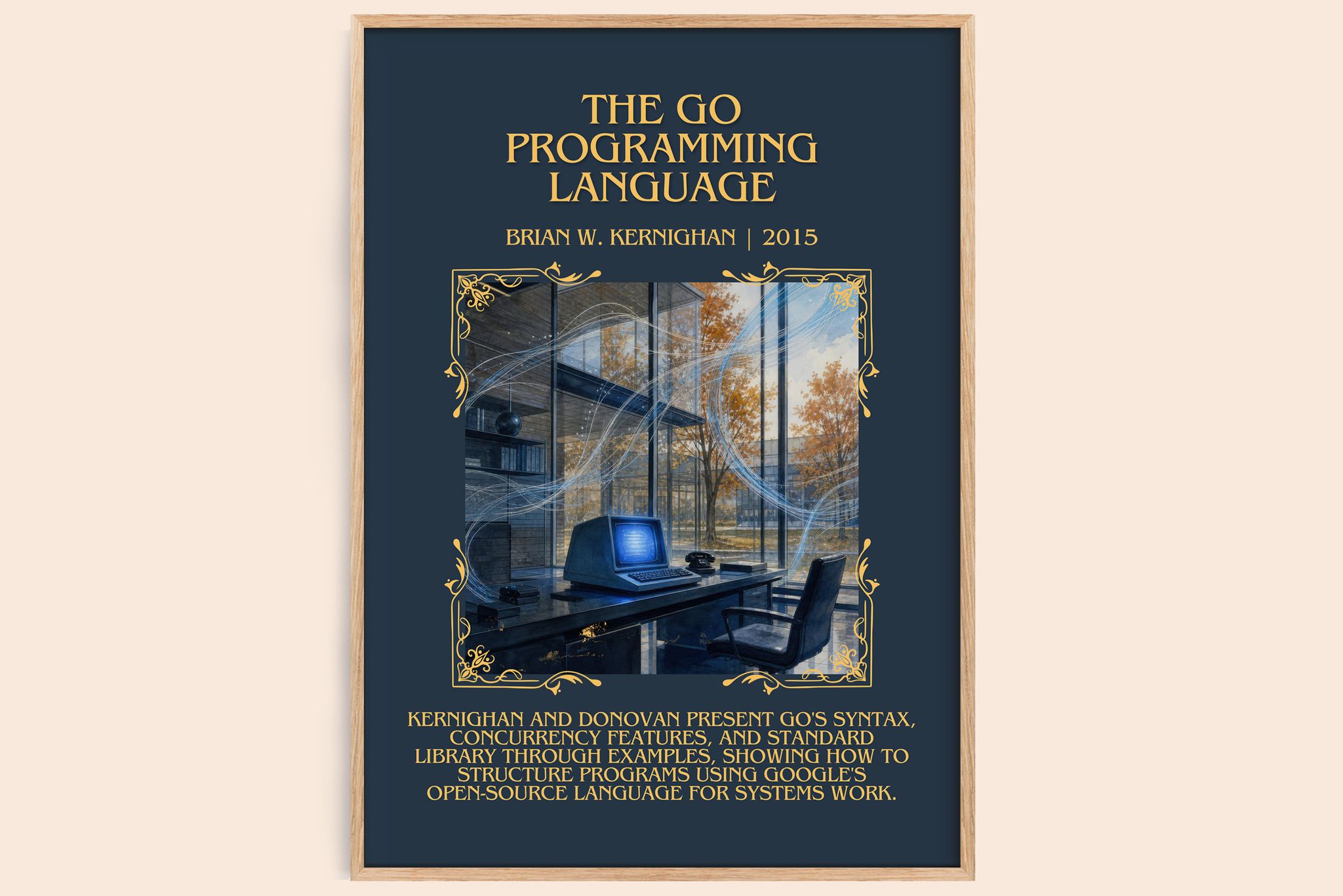 Go Programming Language Minimalist Book Poster by Brian W. Kernighan