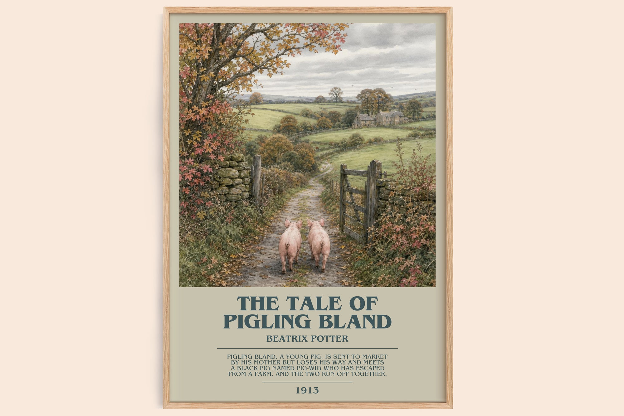 The Tale Of Pigling Bland bookish book poster by Beatrix Potter – framed literary art print