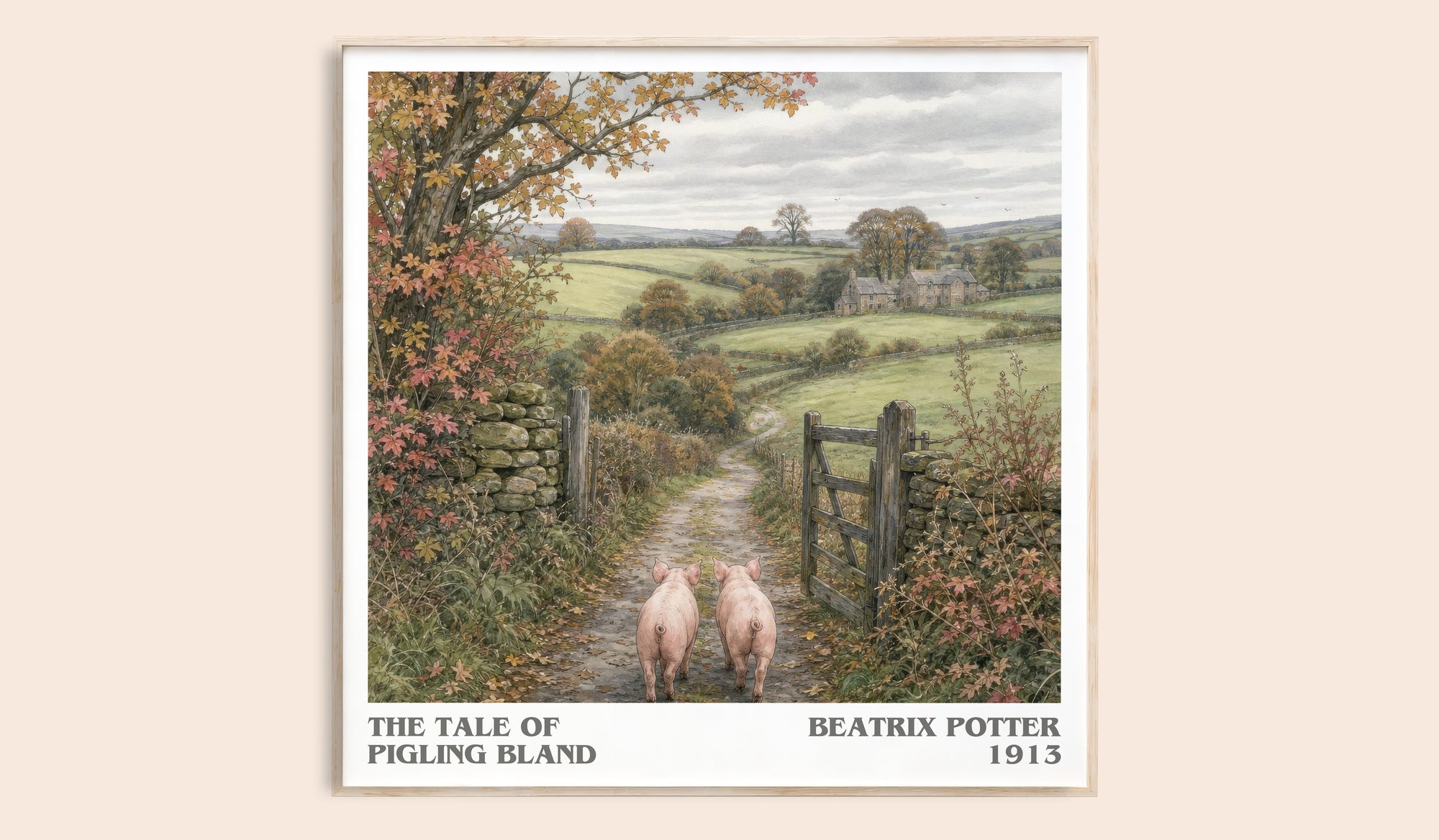 The Tale Of Pigling Bland literary book poster by Beatrix Potter – framed literary art print