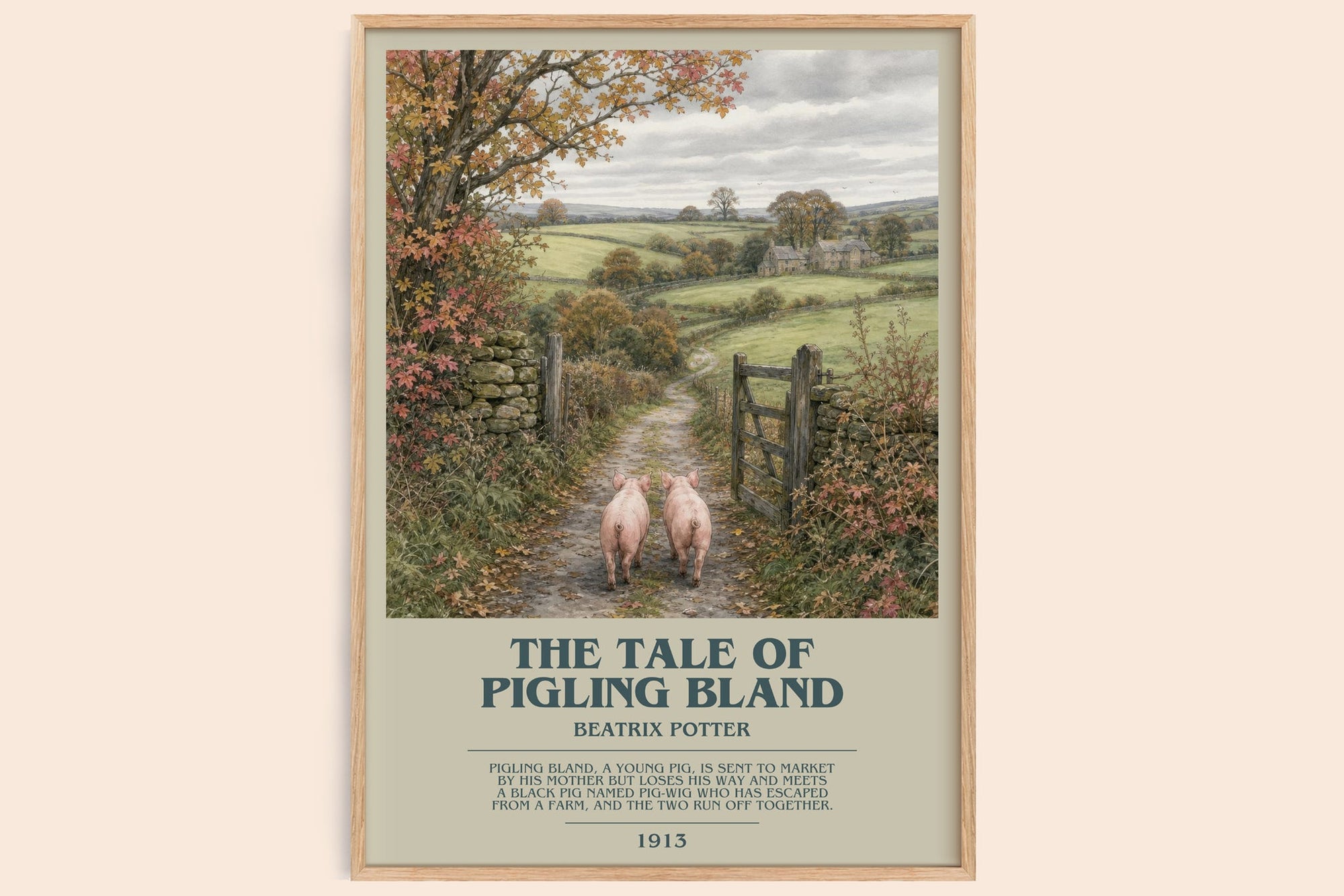 The Tale Of Pigling Bland bookish book poster by Beatrix Potter – framed literary art print