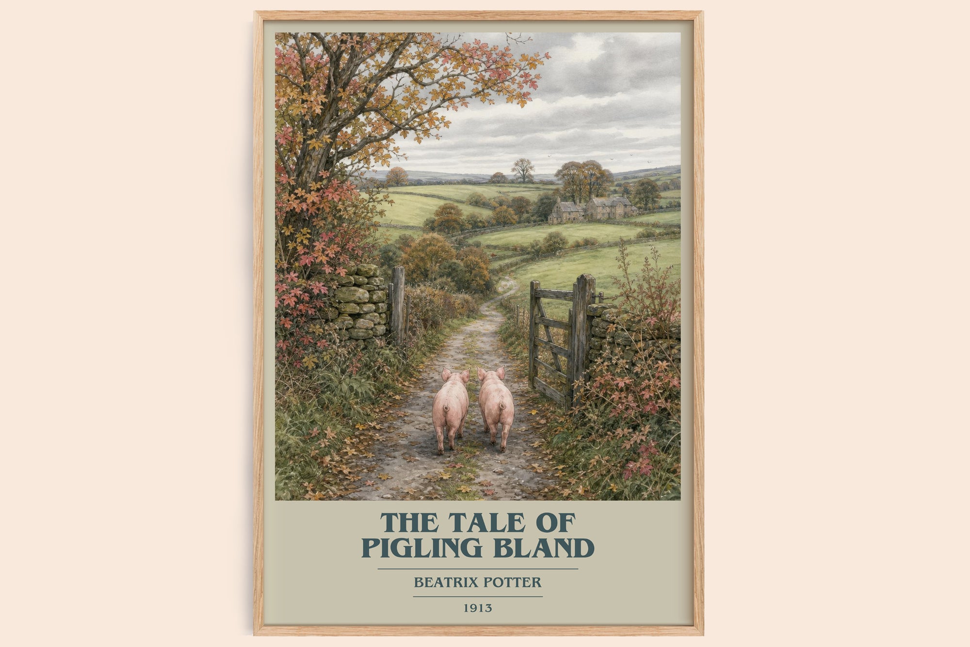 The Tale Of Pigling Bland book cover book poster by Beatrix Potter – framed literary art print