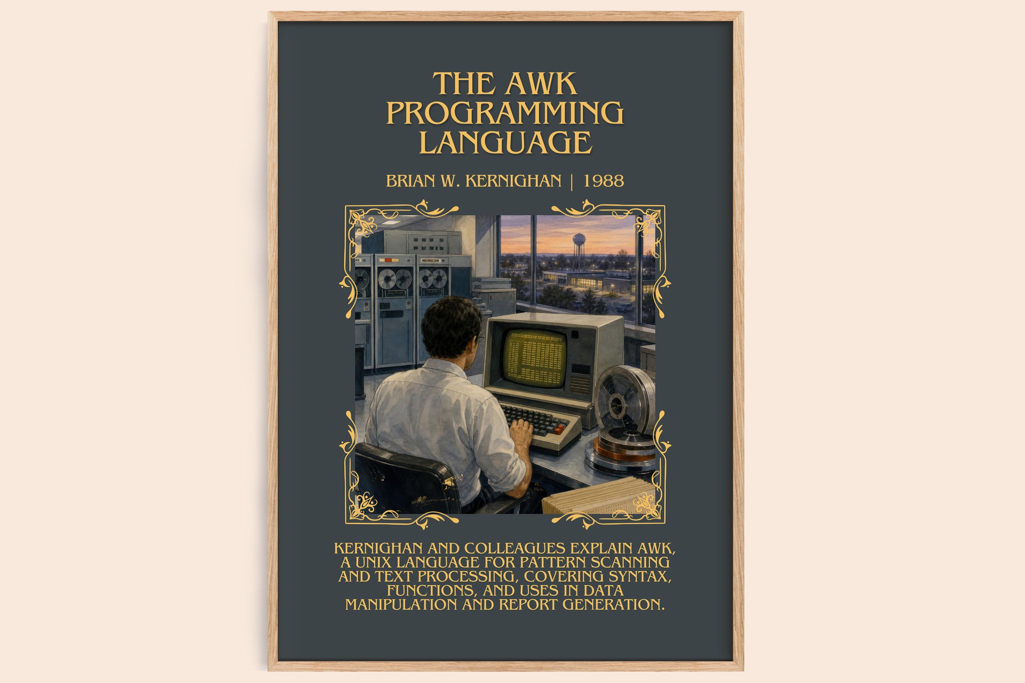 AWK programming language Minimalist Book Poster by Brian W. Kernighan