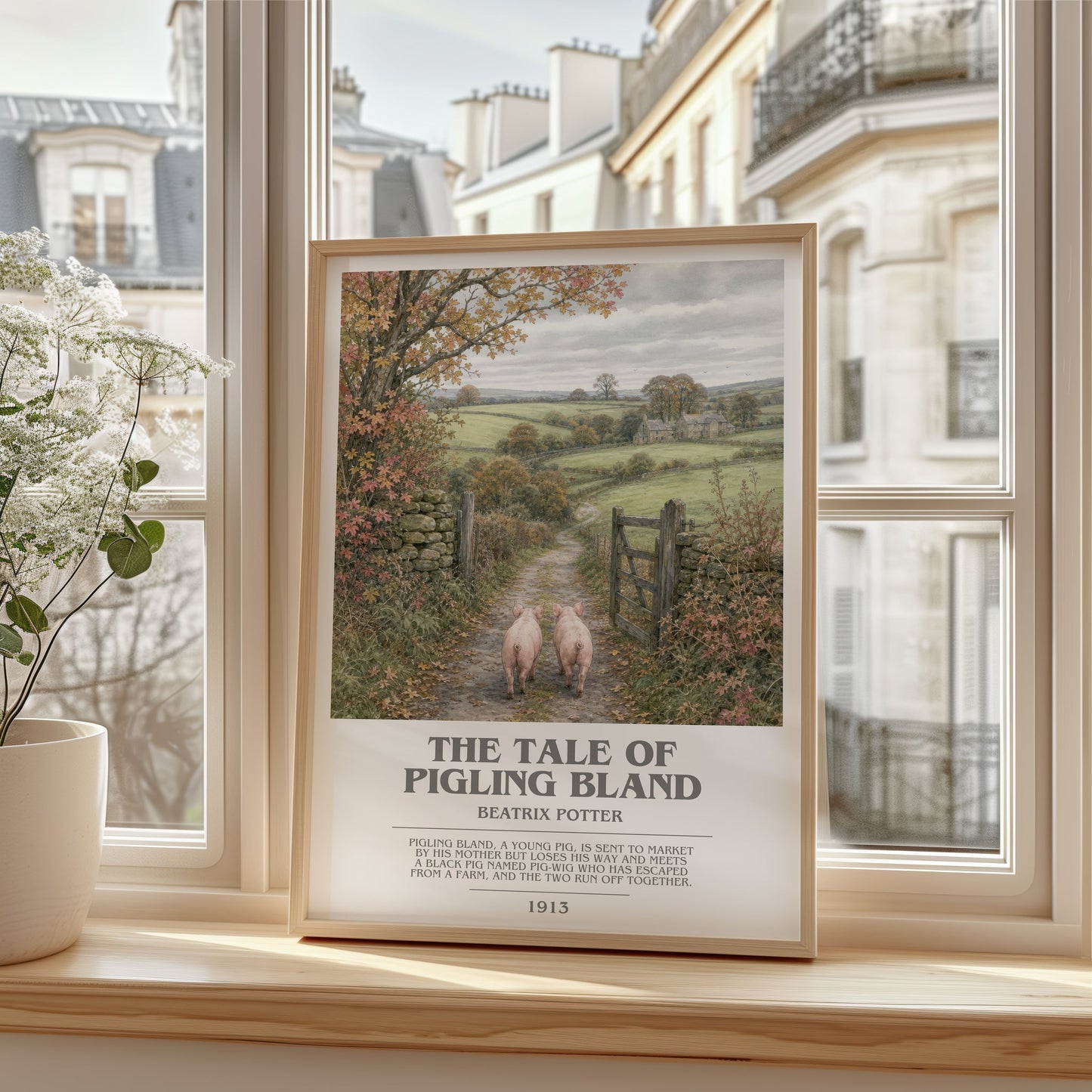 The Tale Of Pigling Bland bookish poster colour and style options – Beatrix Potter book art