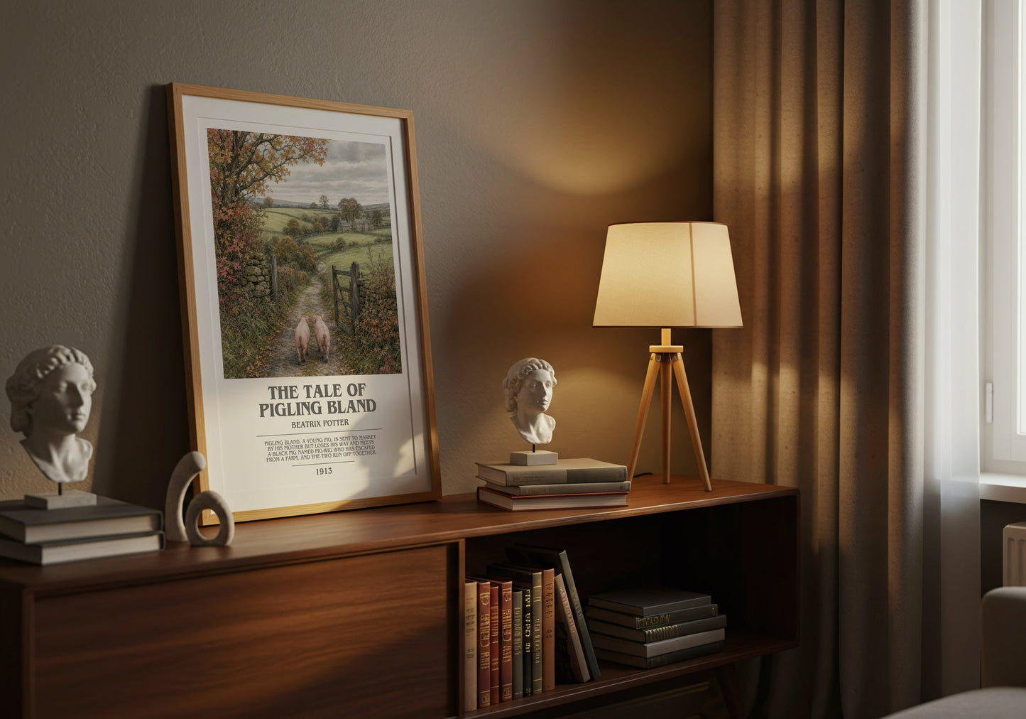 The Tale Of Pigling Bland bookish book poster framed on wall – childrens wall art