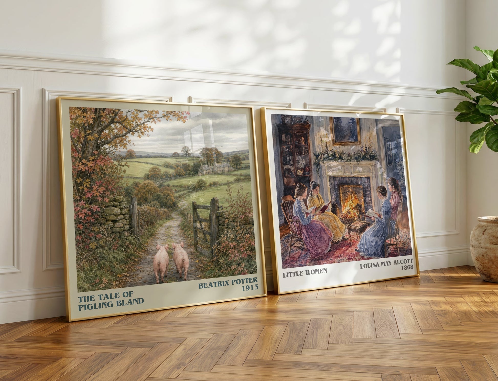 The Tale Of Pigling Bland literary print on bookshelf – Beatrix Potter fan gift