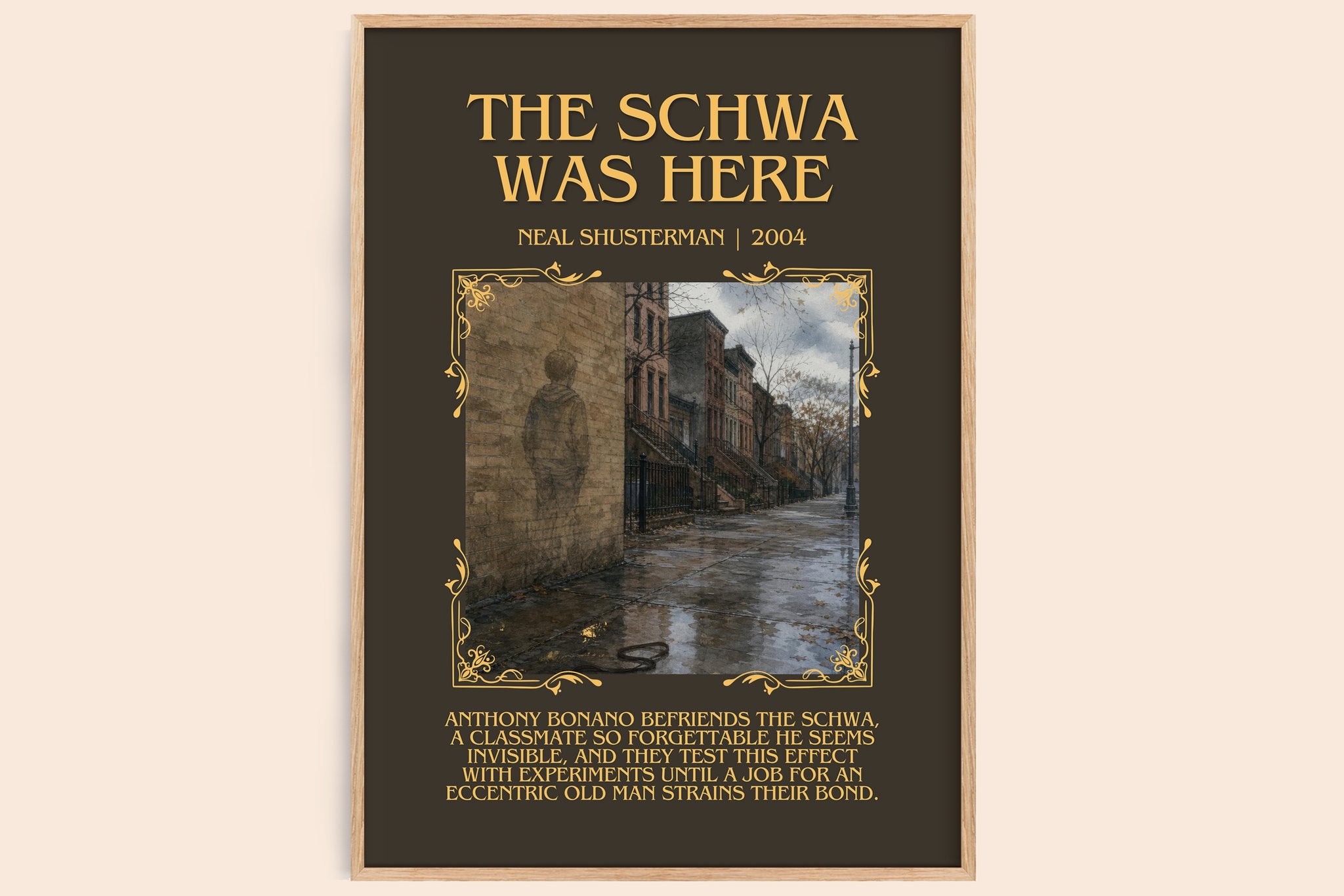 The Schwa was here Minimalist Book Poster by Neal Shusterman
