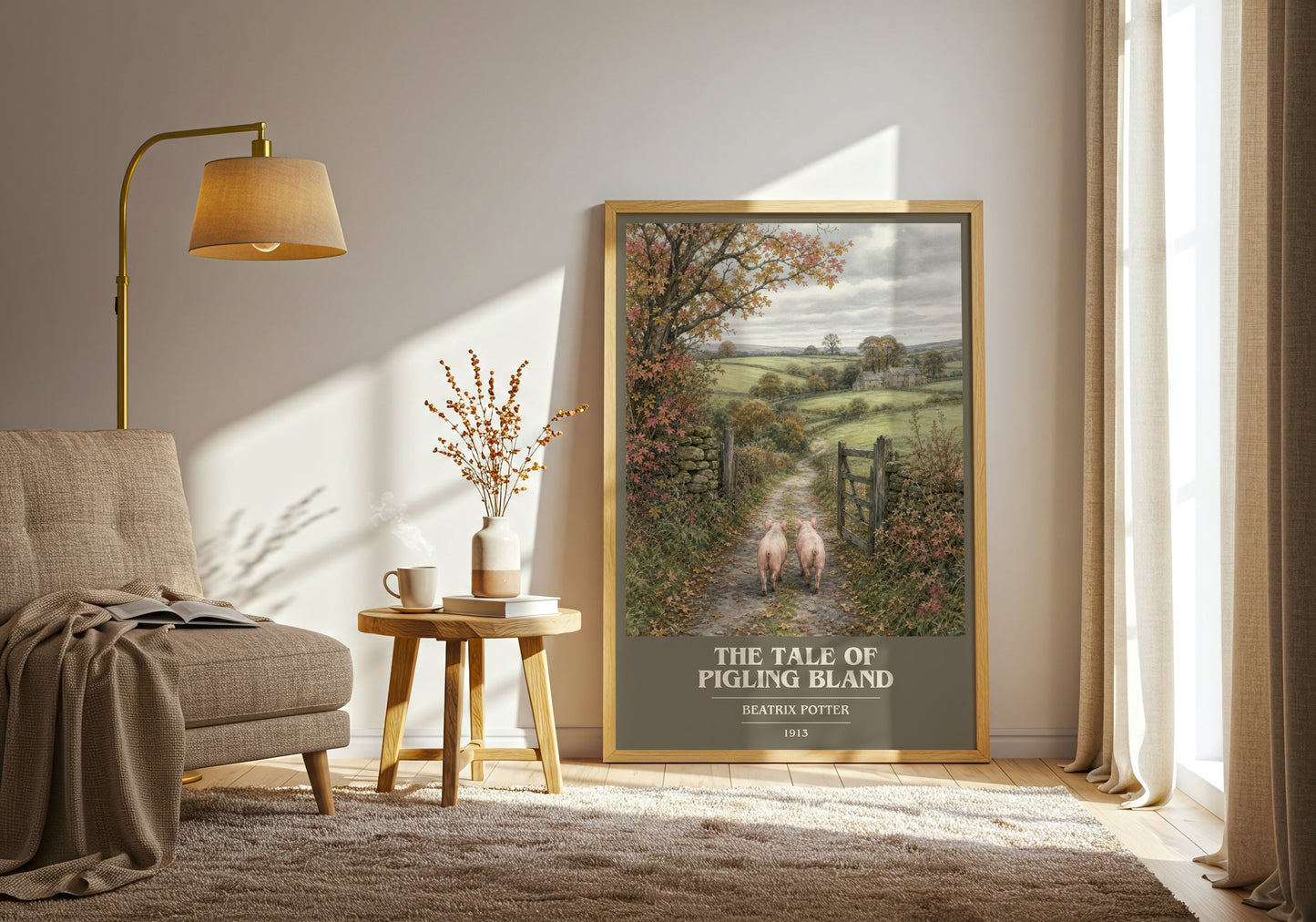 The Tale Of Pigling Bland book cover print on bookshelf – Beatrix Potter fan gift