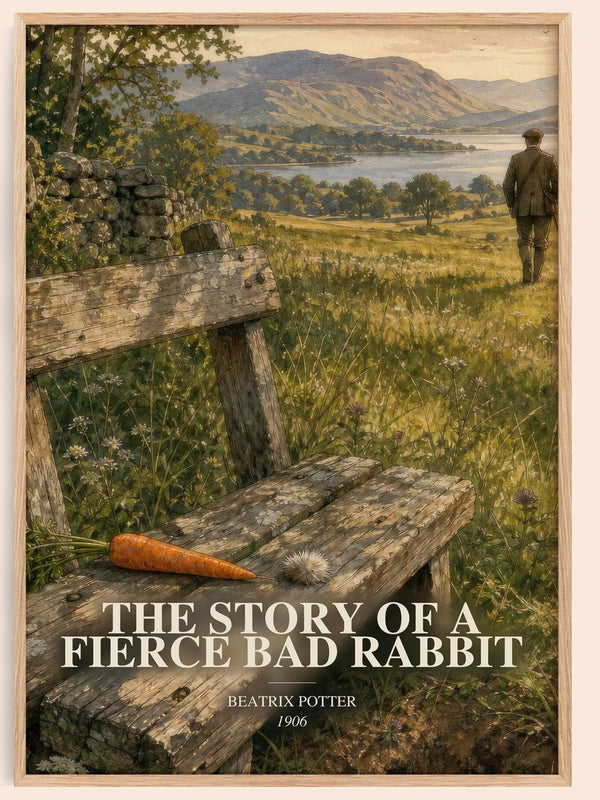 The Story Of A Fierce Bad Rabbit watercolour book poster by Beatrix Potter – framed literary art print