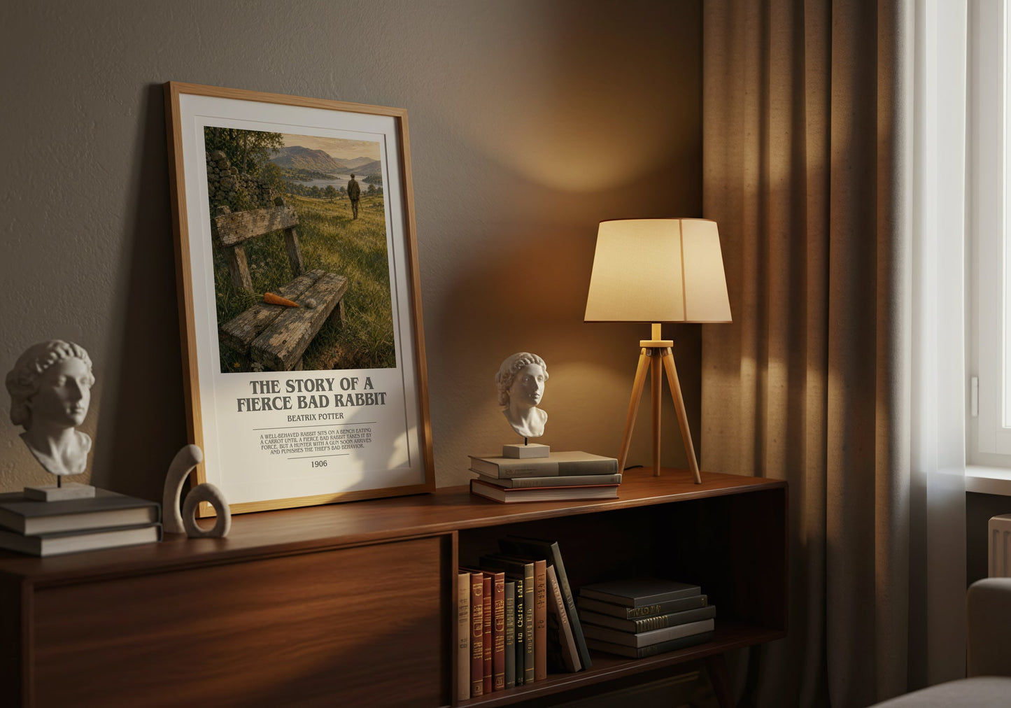 The Story Of A Fierce Bad Rabbit bookish book poster framed on wall – childrens wall art