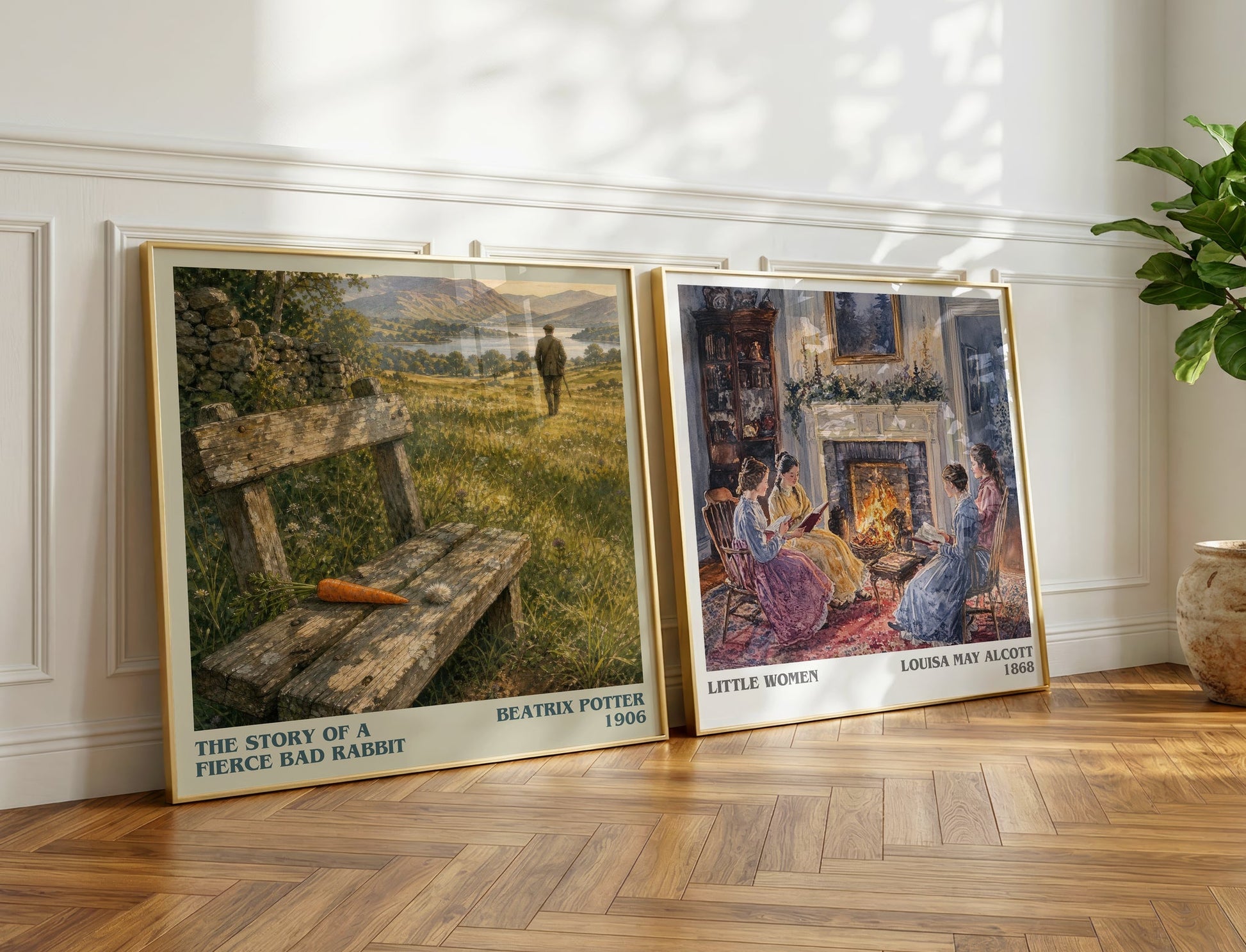 The Story Of A Fierce Bad Rabbit literary print on bookshelf – Beatrix Potter fan gift