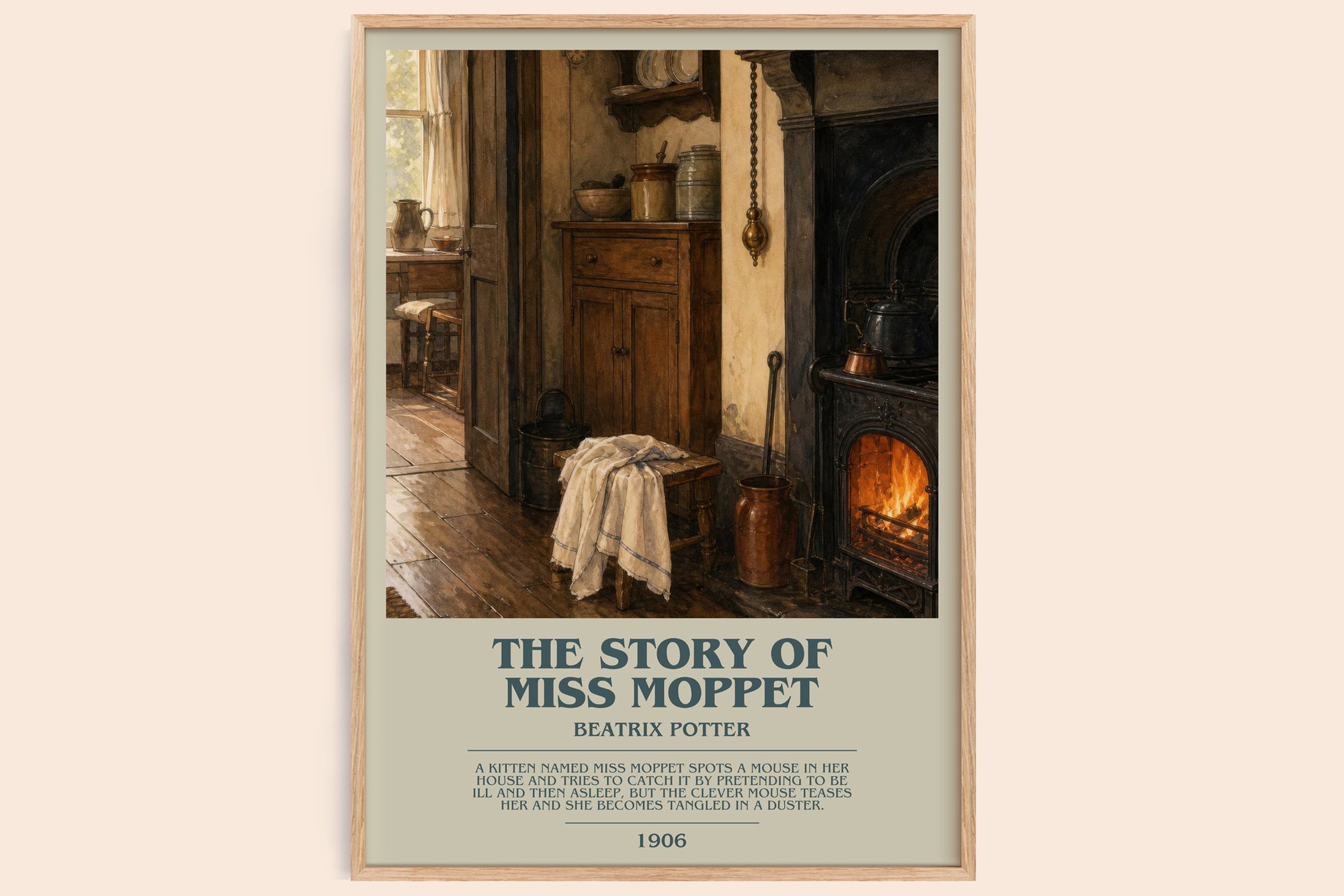 The Story Of Miss Moppet bookish book poster by Beatrix Potter – framed literary art print