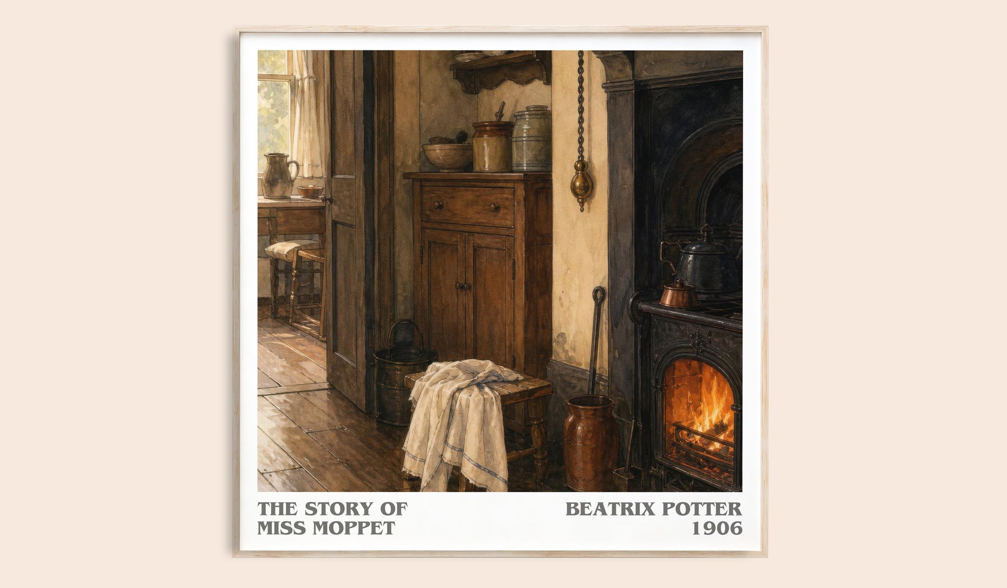 The Story Of Miss Moppet literary book poster by Beatrix Potter – framed literary art print