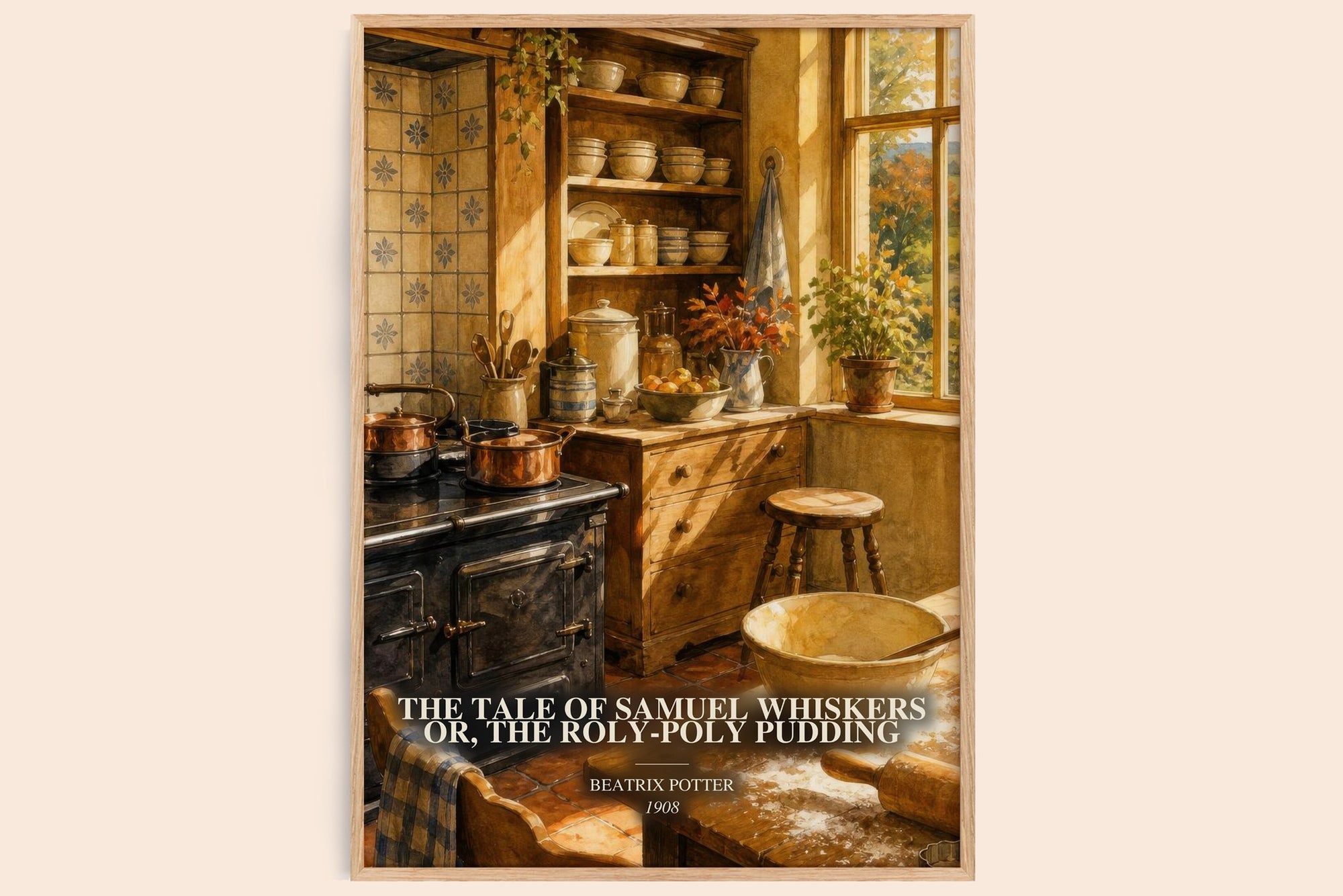 The Tale Of Samuel Whiskers Or, The Roly-Poly Pudding watercolour book poster by Beatrix Potter – framed literary art print