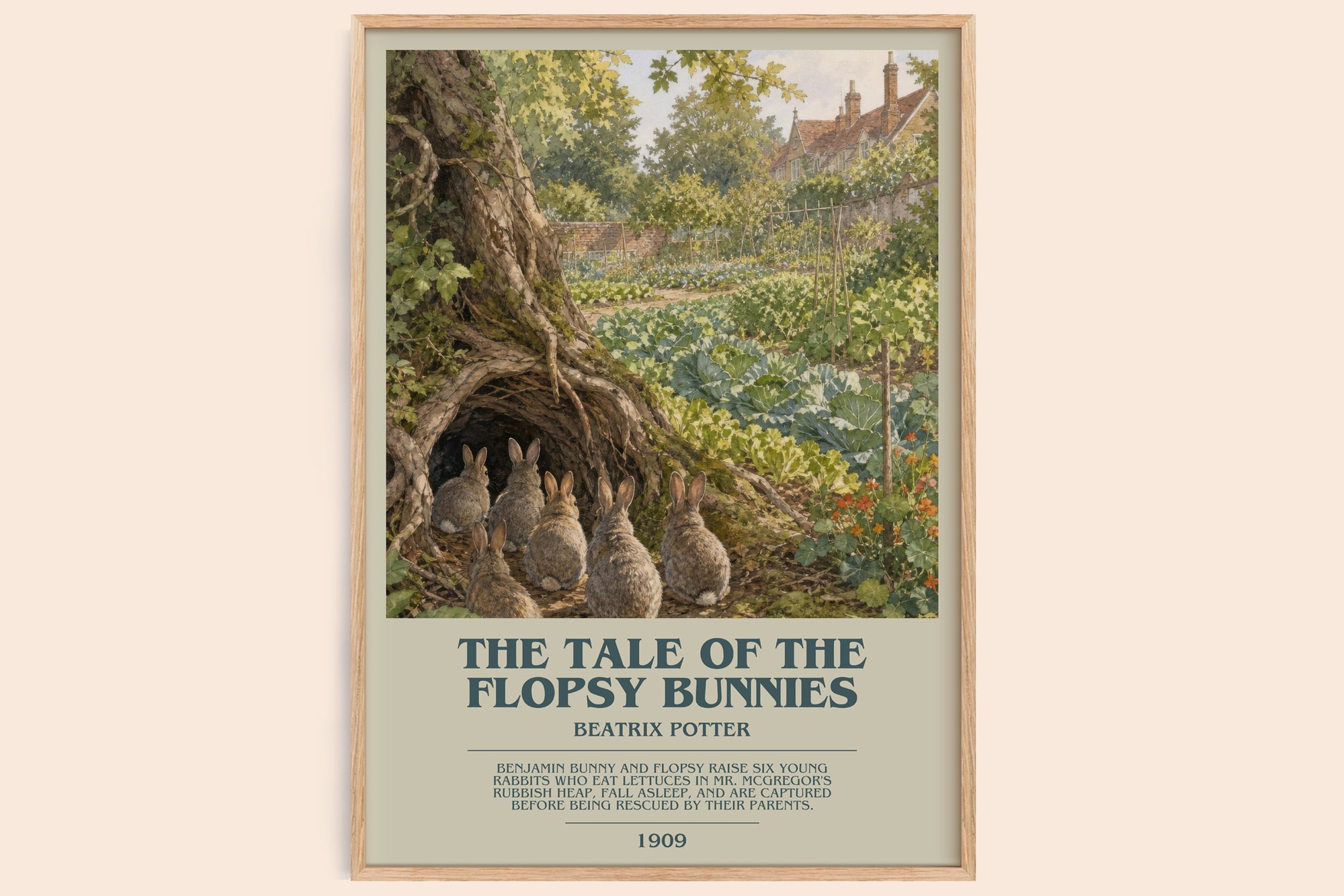 The Tale Of The Flopsy Bunnies bookish book poster by Beatrix Potter – framed literary art print