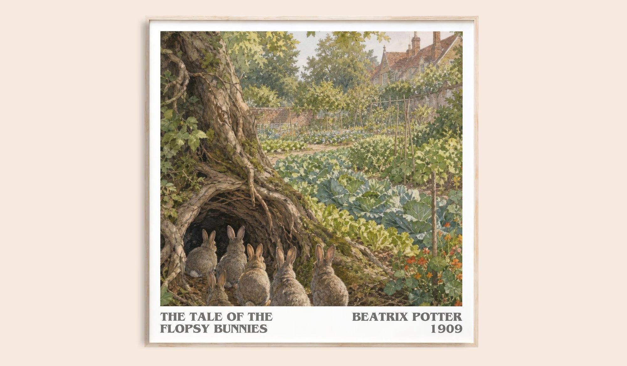 The Tale Of The Flopsy Bunnies literary book poster by Beatrix Potter – framed literary art print