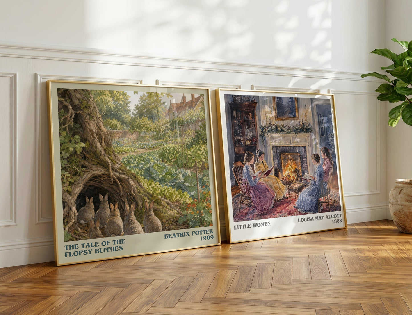 The Tale Of The Flopsy Bunnies literary print on bookshelf – Beatrix Potter fan gift