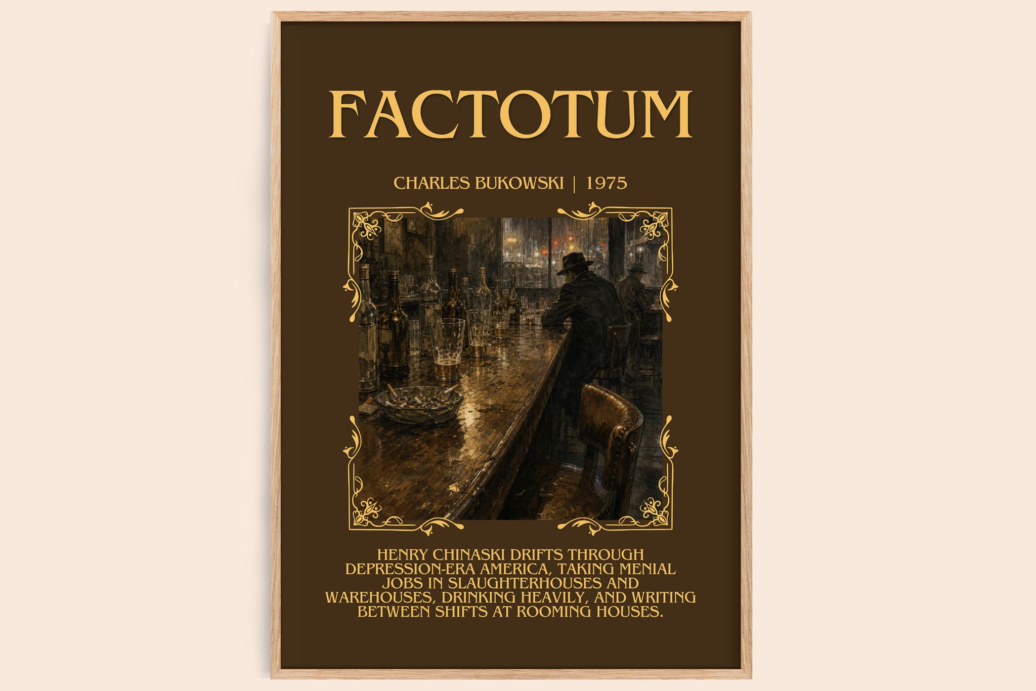 Factotum Minimalist Book Poster by Charles Bukowski