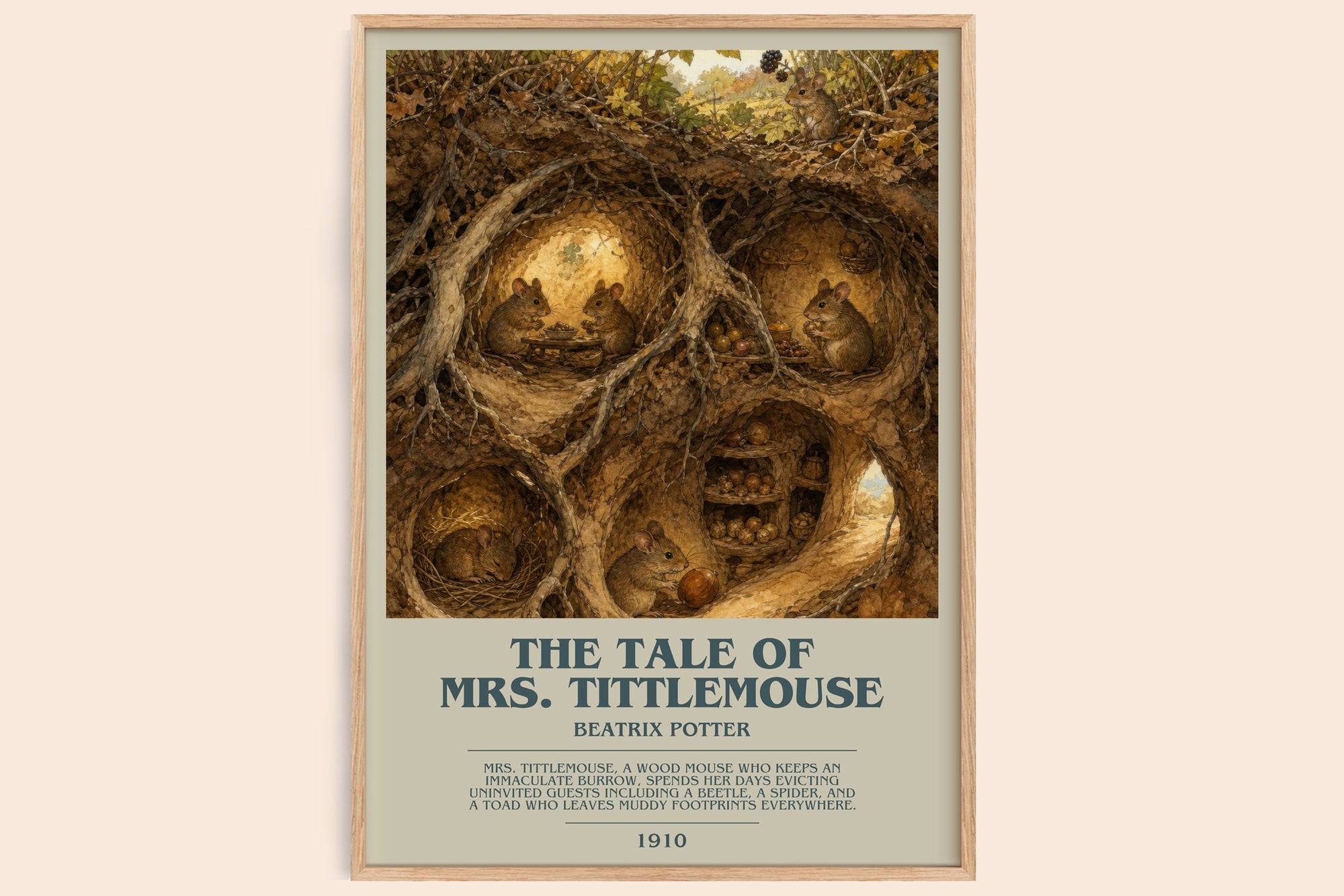 The Tale Of Mrs. Tittlemouse bookish book poster by Beatrix Potter – framed literary art print