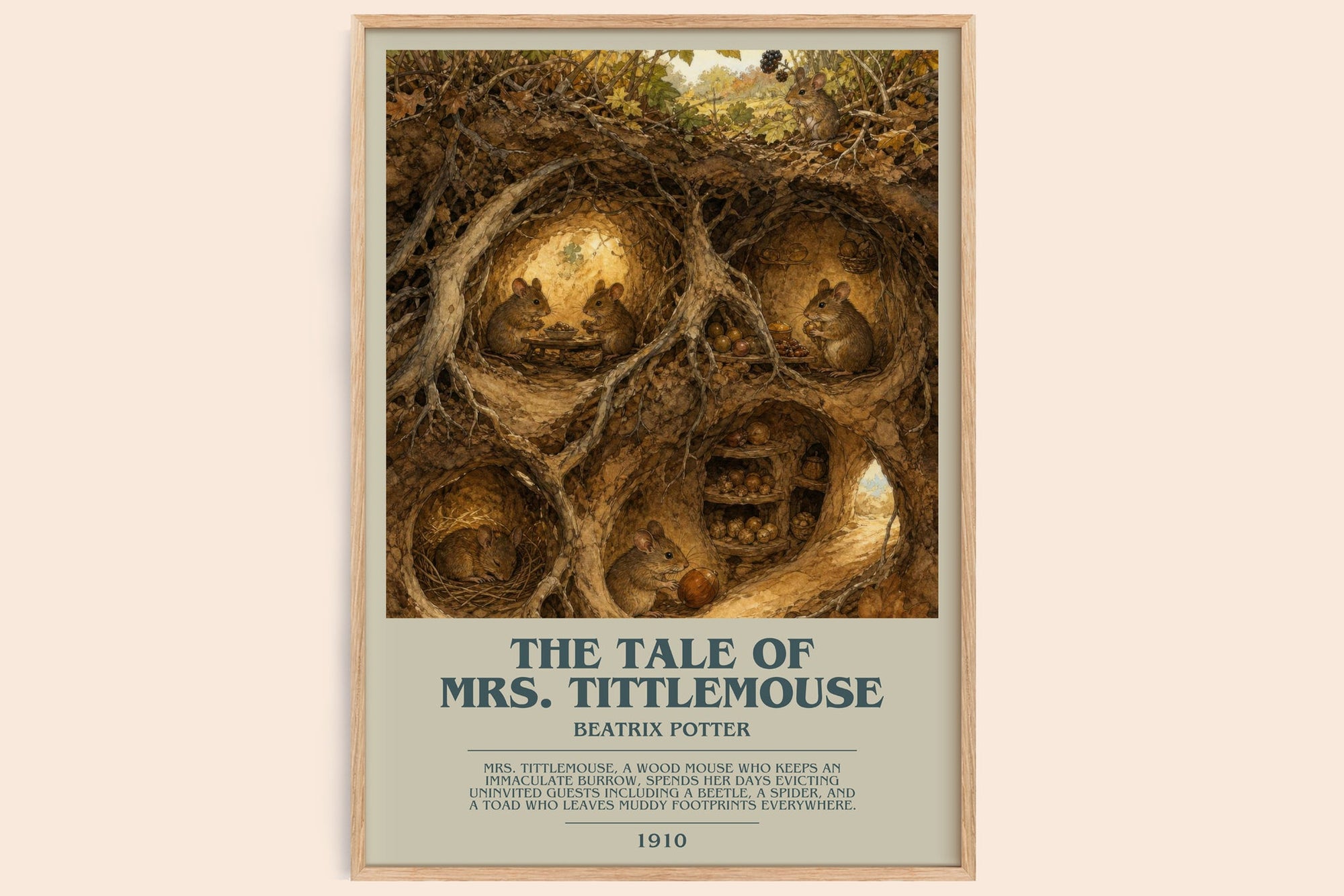 The Tale Of Mrs. Tittlemouse bookish book poster by Beatrix Potter – framed literary art print