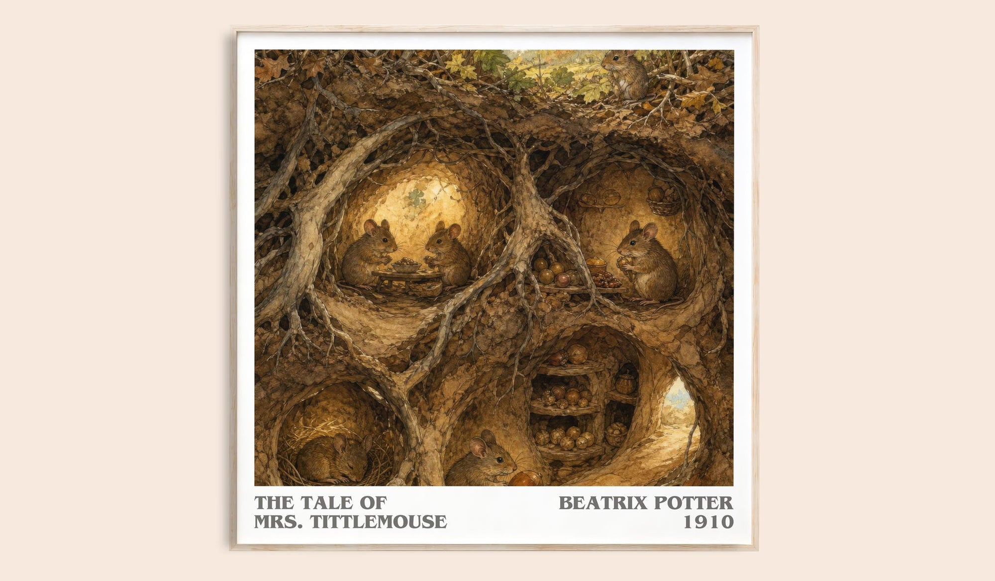 The Tale Of Mrs. Tittlemouse literary book poster by Beatrix Potter – framed literary art print