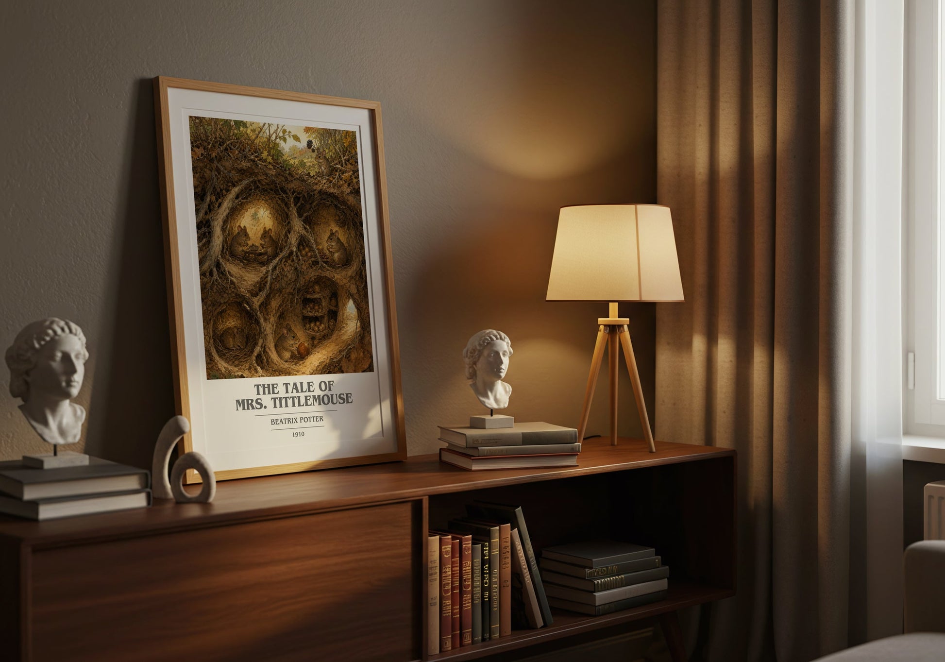 The Tale Of Mrs. Tittlemouse book cover book poster framed on wall – childrens wall art