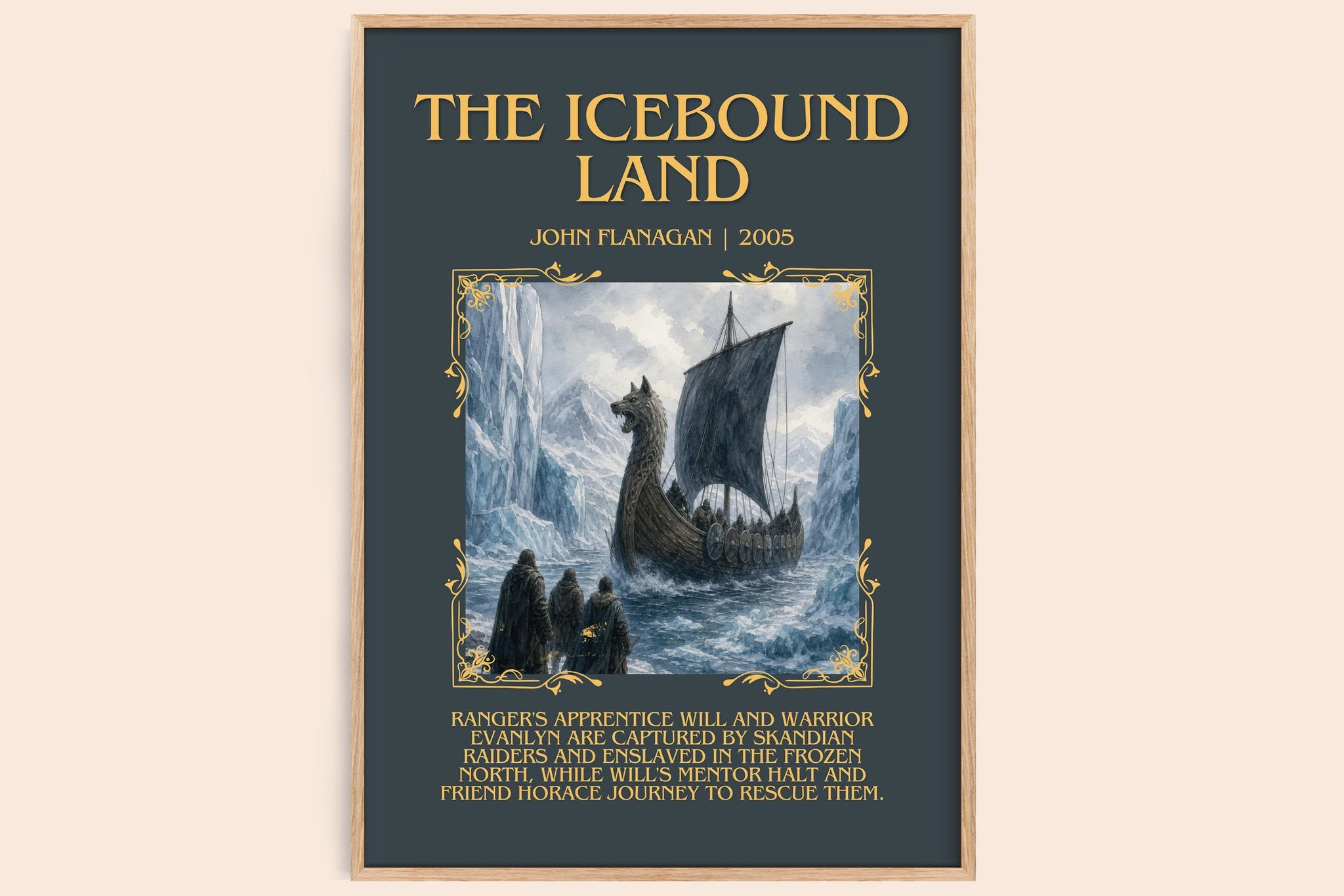 The Icebound Land Minimalist Book Poster by John Flanagan