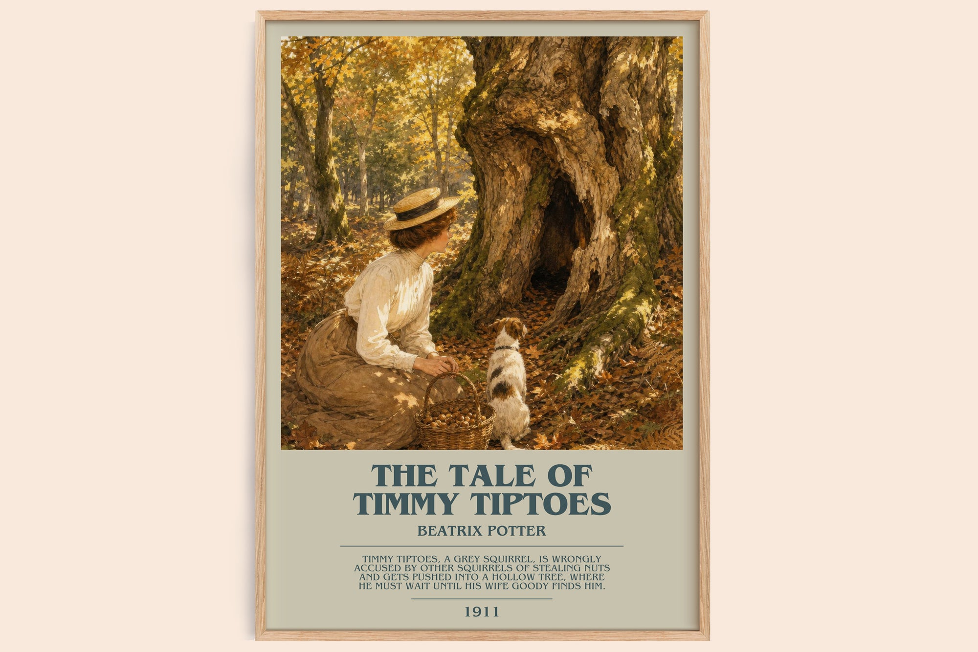 The Tale Of Timmy Tiptoes bookish book poster by Beatrix Potter – framed literary art print