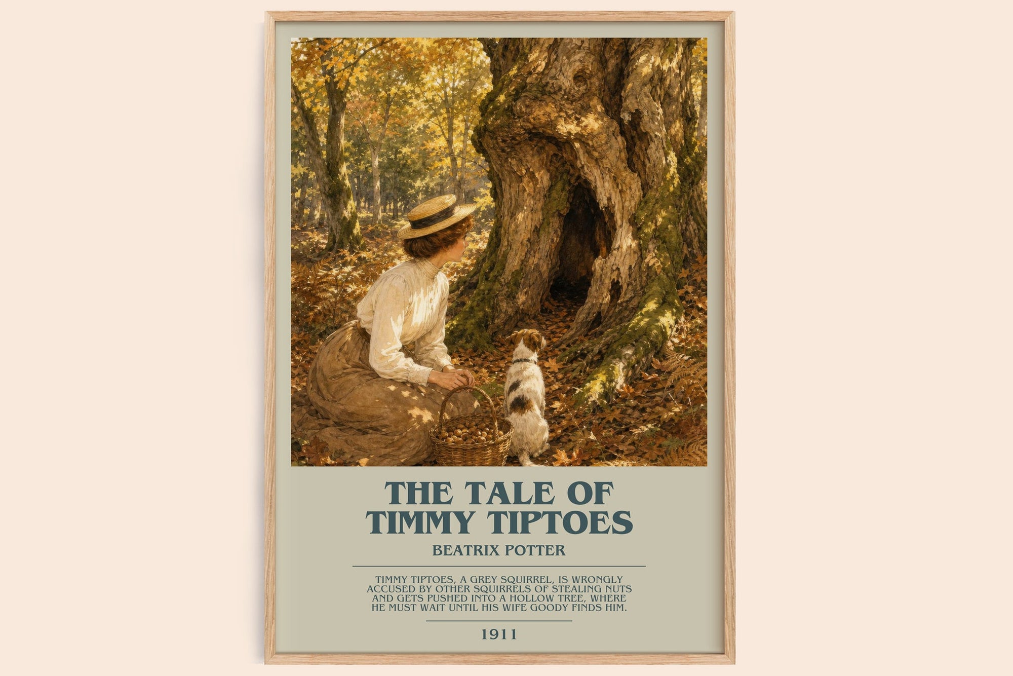 The Tale Of Timmy Tiptoes bookish book poster by Beatrix Potter – framed literary art print