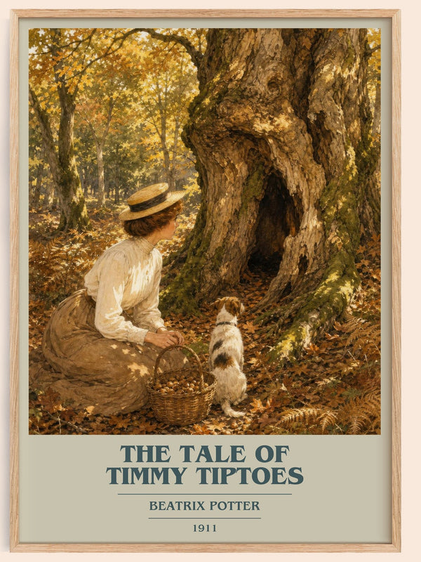 The Tale Of Timmy Tiptoes book cover book poster by Beatrix Potter – framed literary art print