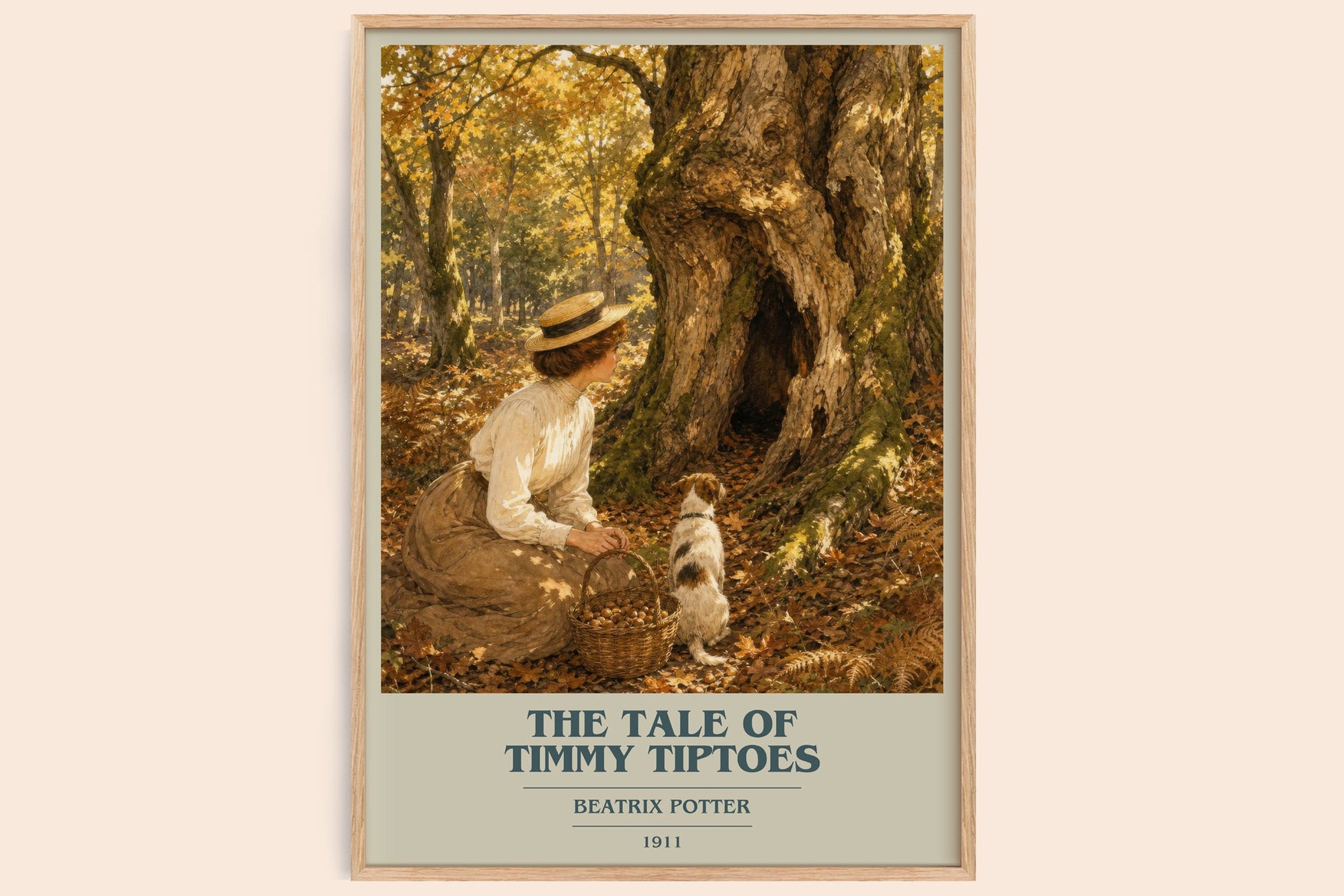 The Tale Of Timmy Tiptoes book cover book poster by Beatrix Potter – framed literary art print