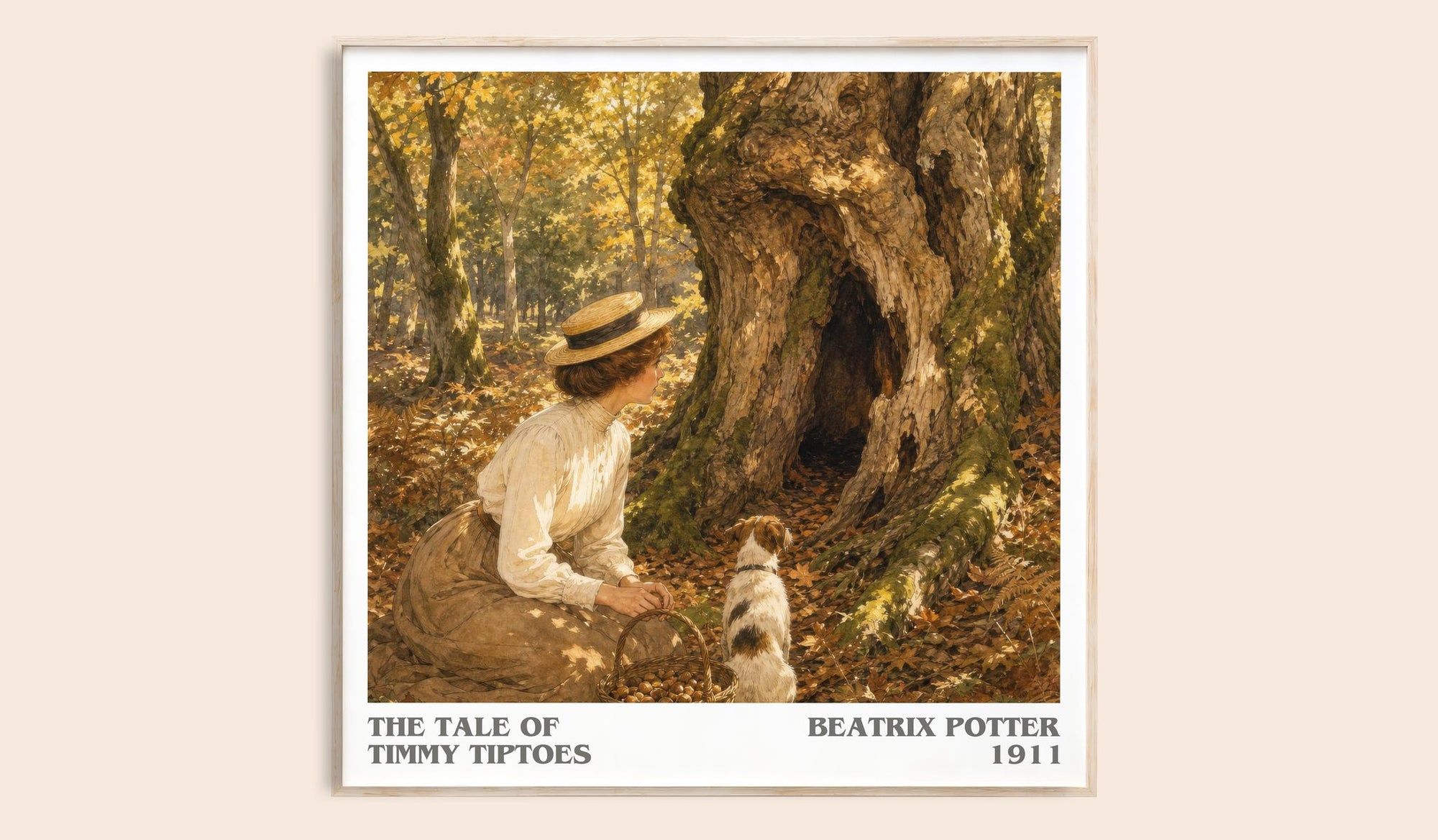 The Tale Of Timmy Tiptoes literary book poster by Beatrix Potter – framed literary art print