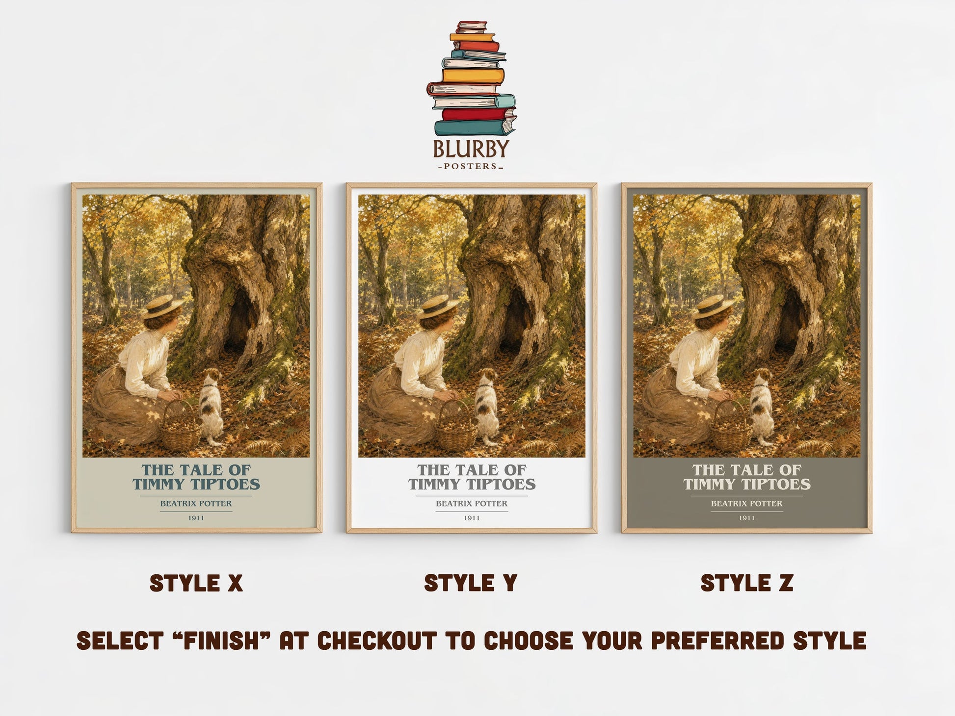 The Tale Of Timmy Tiptoes book cover print in frame leaning in hallway – childrens wall art