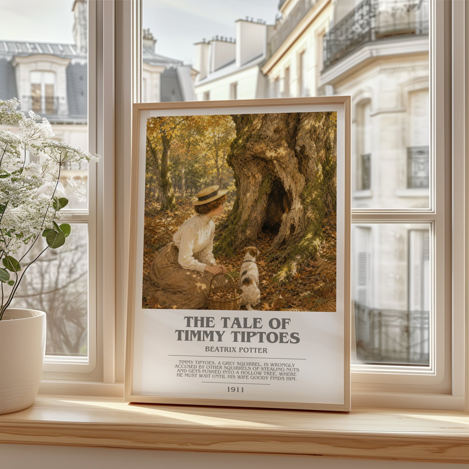 The Tale Of Timmy Tiptoes bookish poster colour and style options – Beatrix Potter book art
