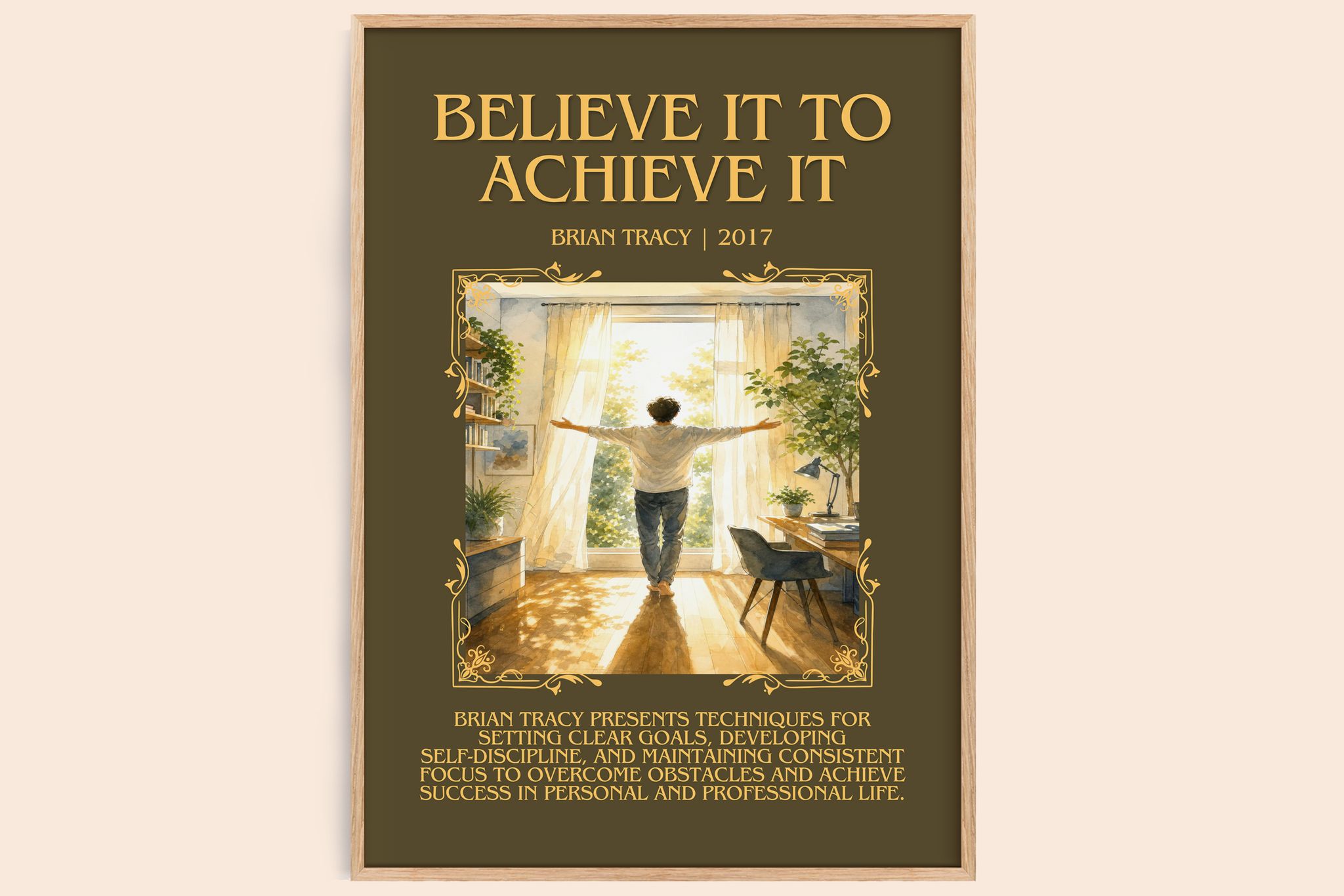 Believe It to Achieve It Minimalist Book Poster by Brian Tracy