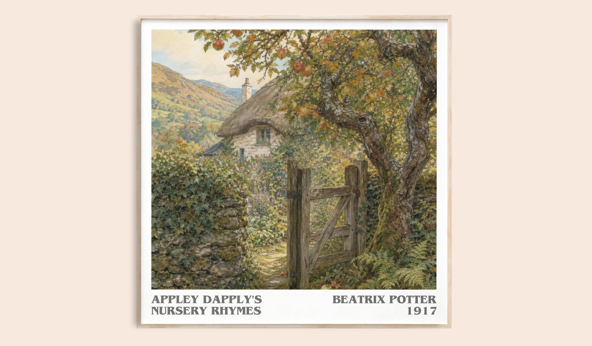 Appley Dapply'S Nursery Rhymes literary book poster by Beatrix Potter – framed literary art print