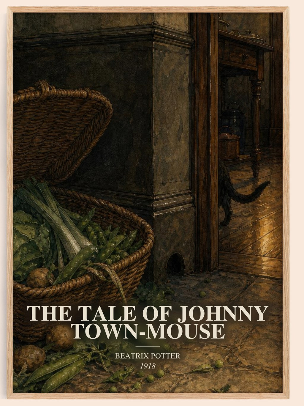 The Tale Of Johnny Town-Mouse watercolour book poster by Beatrix Potter – framed literary art print