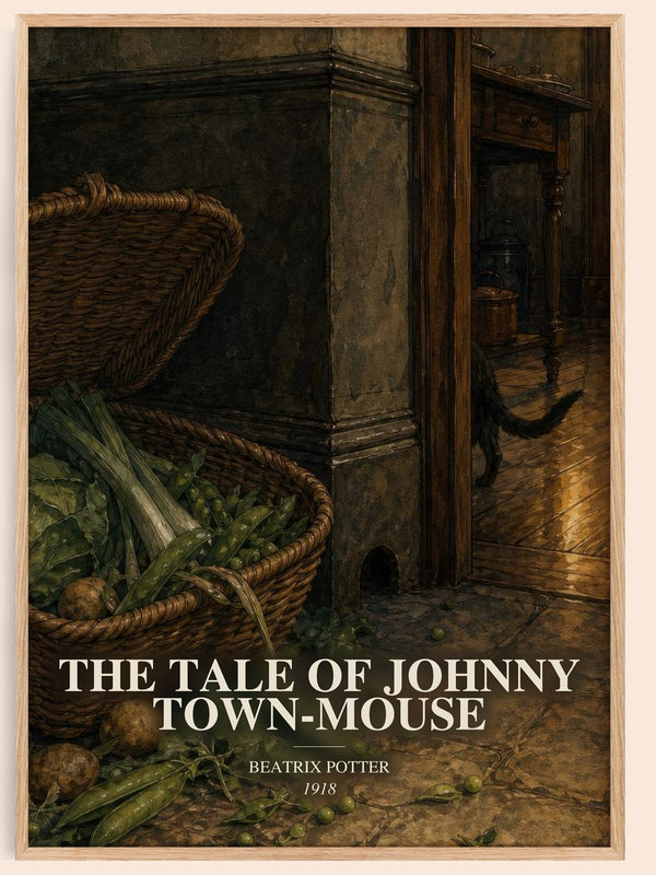 The Tale Of Johnny Town-Mouse watercolour book poster by Beatrix Potter – framed literary art print
