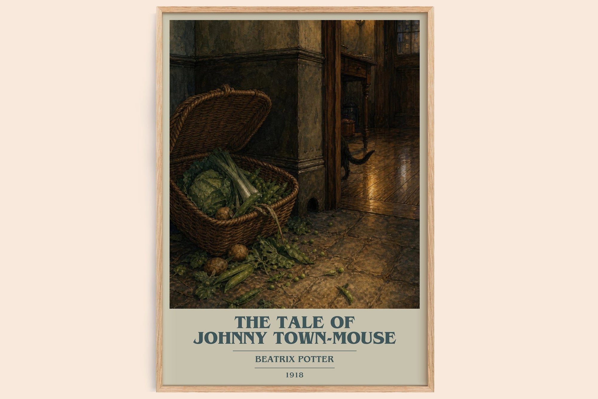 The Tale Of Johnny Town-Mouse book cover book poster by Beatrix Potter – framed literary art print