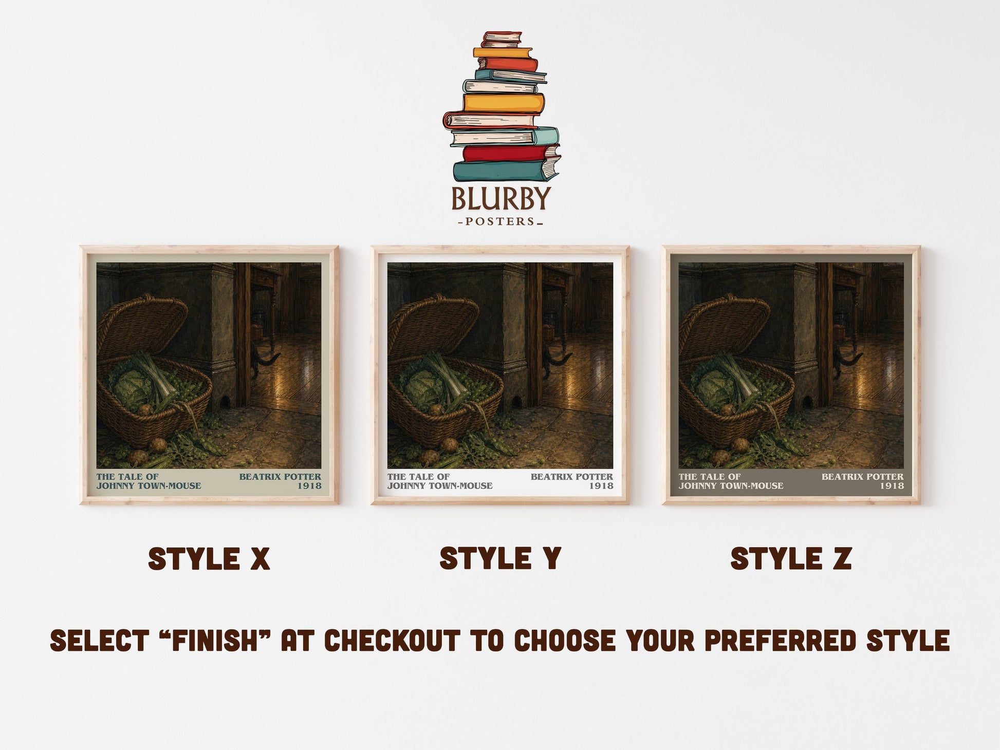 The Tale Of Johnny Town-Mouse literary print in frame leaning in hallway – childrens wall art