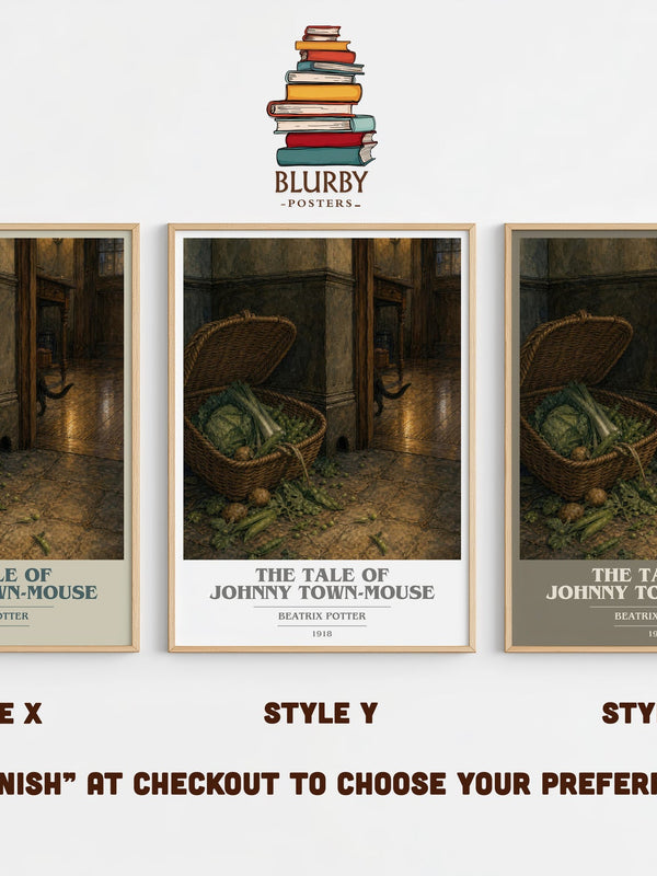 The Tale Of Johnny Town-Mouse book cover print in frame leaning in hallway – childrens wall art