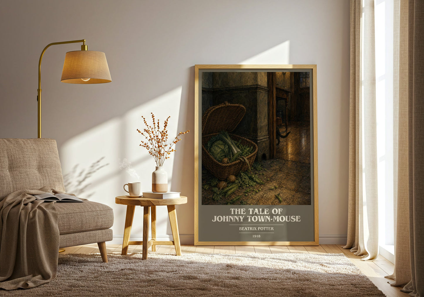 The Tale Of Johnny Town-Mouse book cover print on bookshelf – Beatrix Potter fan gift