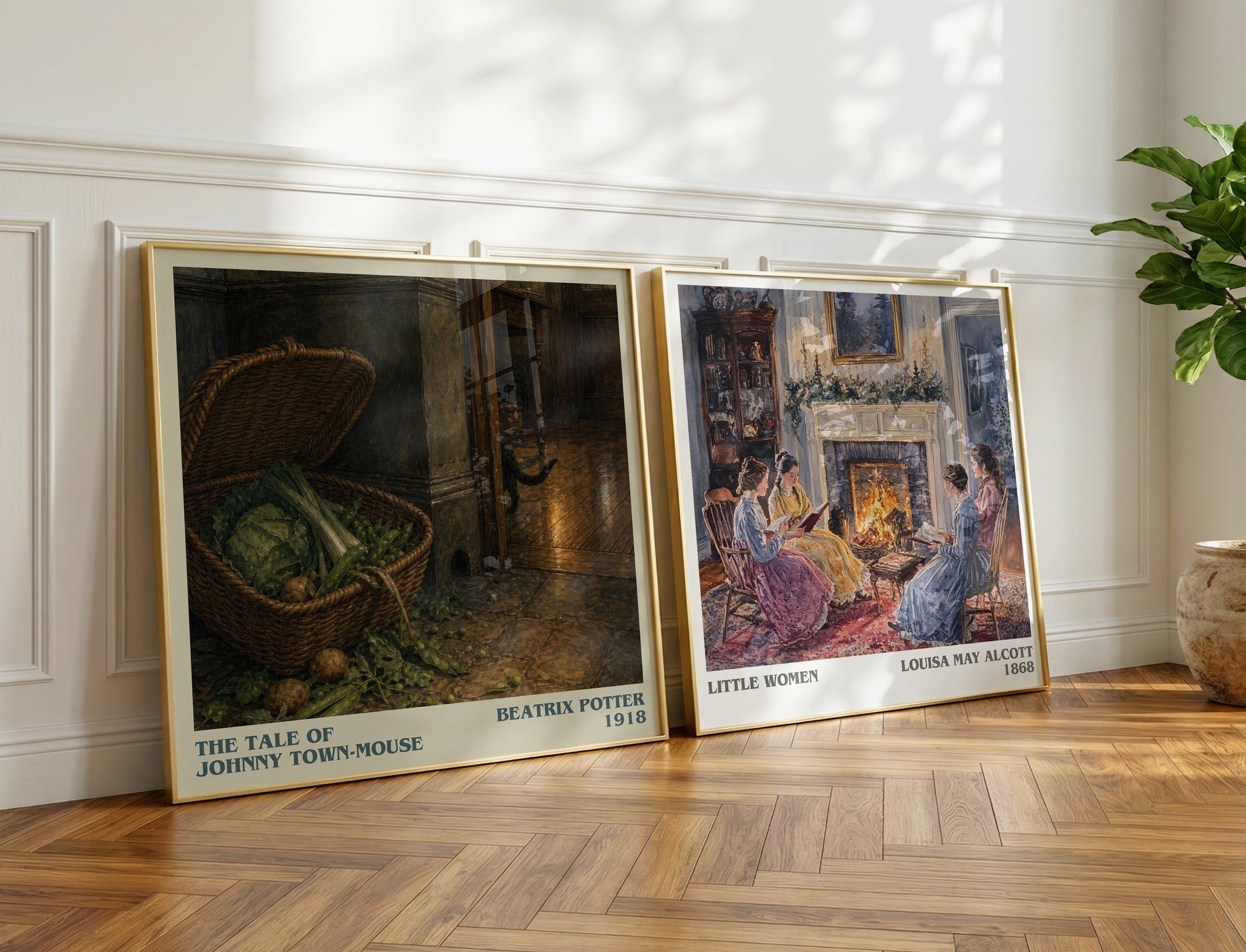 The Tale Of Johnny Town-Mouse literary print on bookshelf – Beatrix Potter fan gift