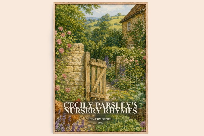 Cecily Parsley'S Nursery Rhymes watercolour book poster by Beatrix Potter – framed literary art print