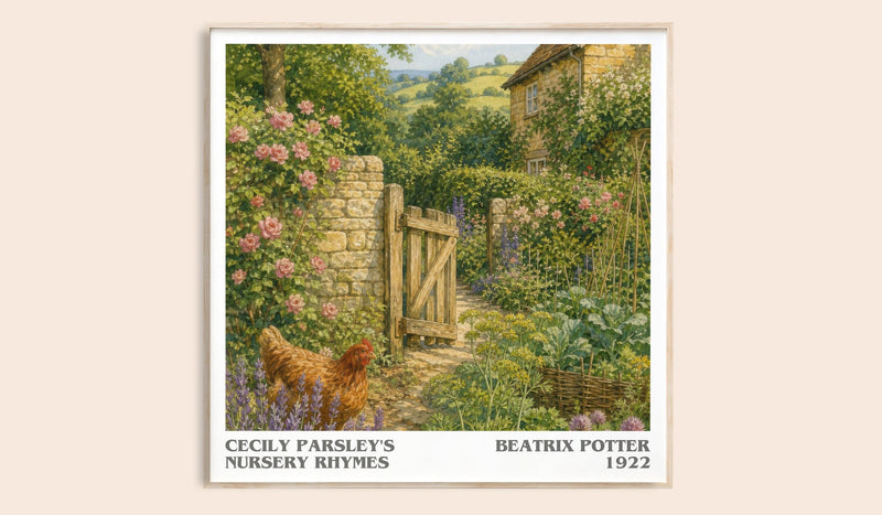 Cecily Parsley'S Nursery Rhymes literary book poster by Beatrix Potter – framed literary art print