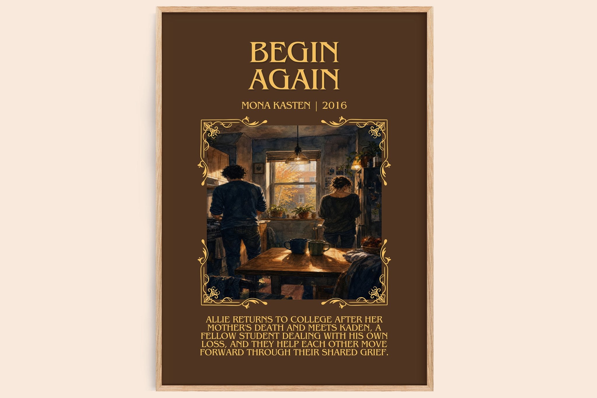 Begin Again Minimalist Book Poster by Mona Kasten