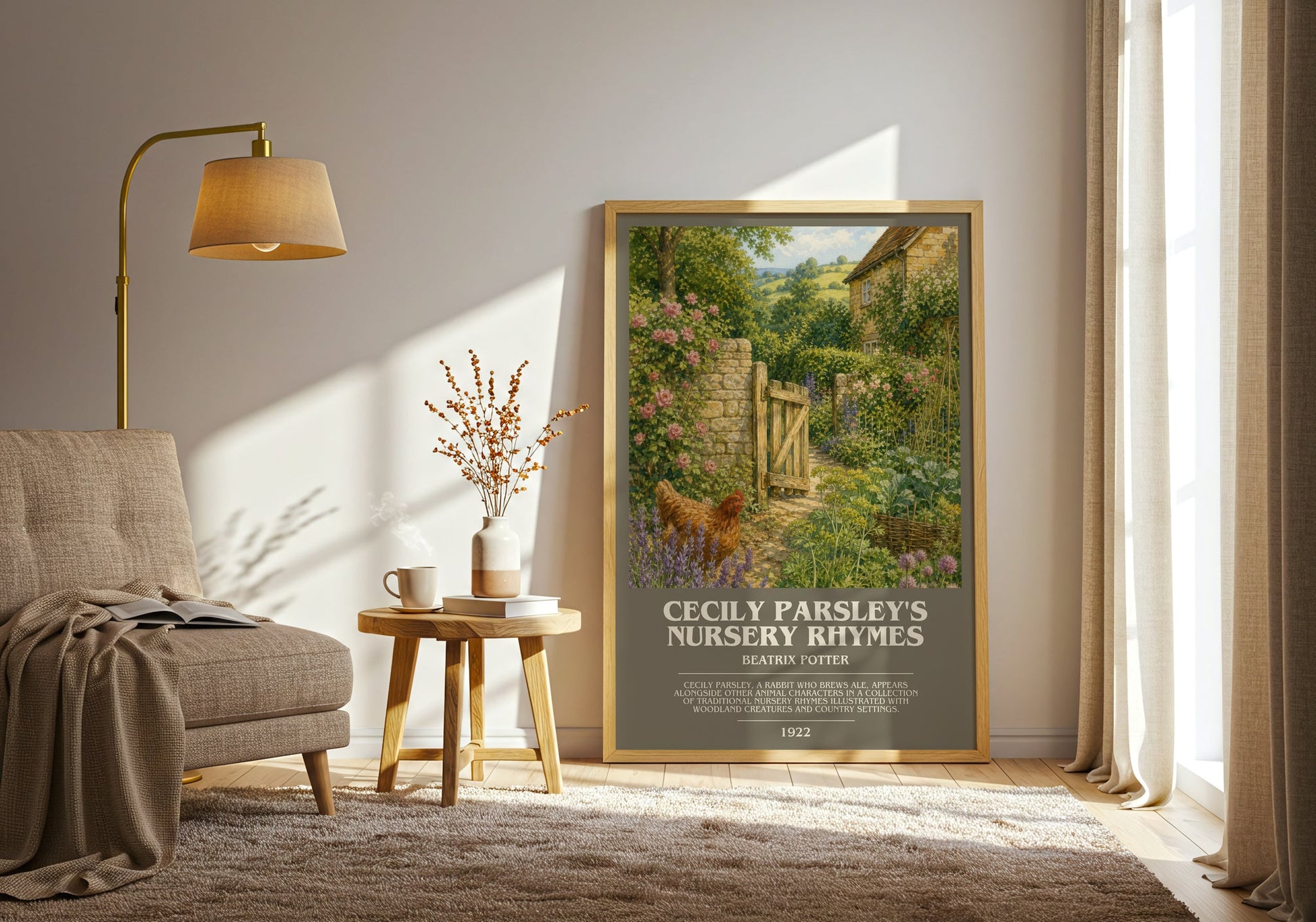 Cecily Parsley'S Nursery Rhymes bookish print on bookshelf – Beatrix Potter fan gift
