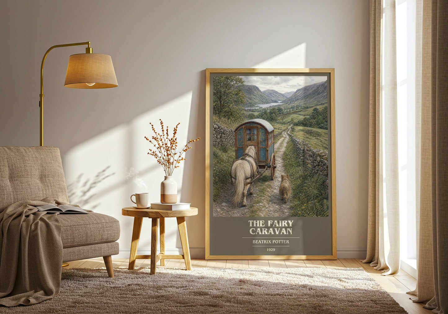 The Fairy Caravan book cover print on bookshelf – Beatrix Potter fan gift
