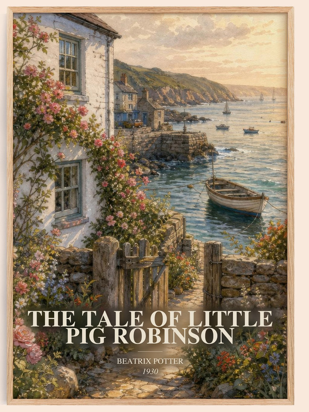 The Tale Of Little Pig Robinson watercolour book poster by Beatrix Potter – framed literary art print