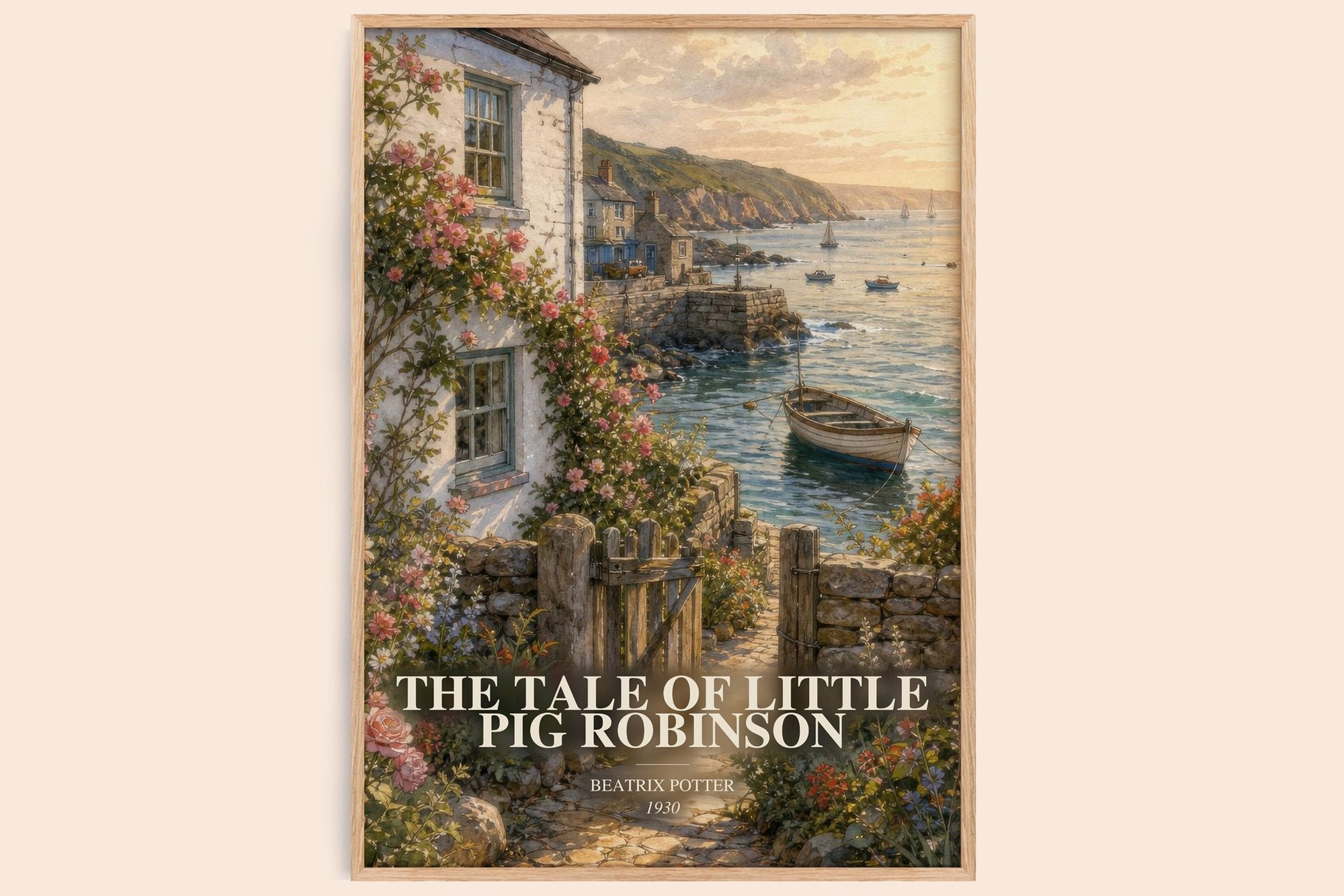 The Tale Of Little Pig Robinson watercolour book poster by Beatrix Potter – framed literary art print